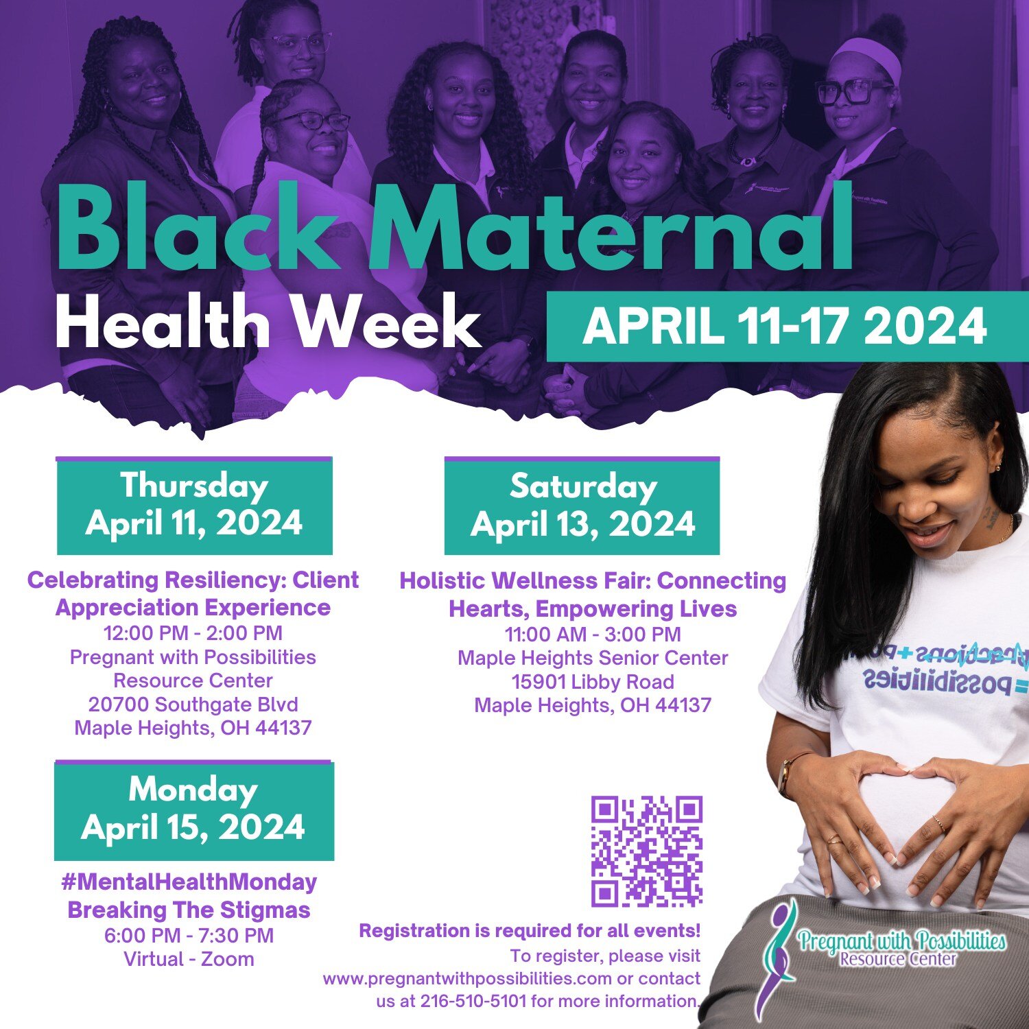 We&rsquo;re dedicated to supporting pregnant and postpartum families on their journey. We&rsquo;re excited to announce a series of events for Black Maternal Health Week! 🤰🏾🤱🏾

✨Visit our website at www.pregnantwithpossibilities.com/events to regi