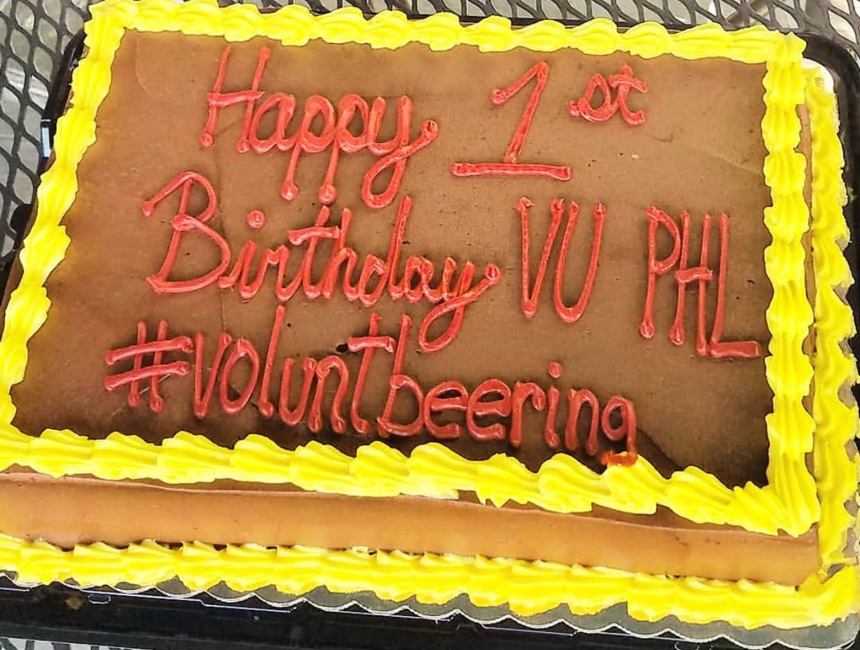 Our first birthday cake! Shared with all of our amazing volunteers