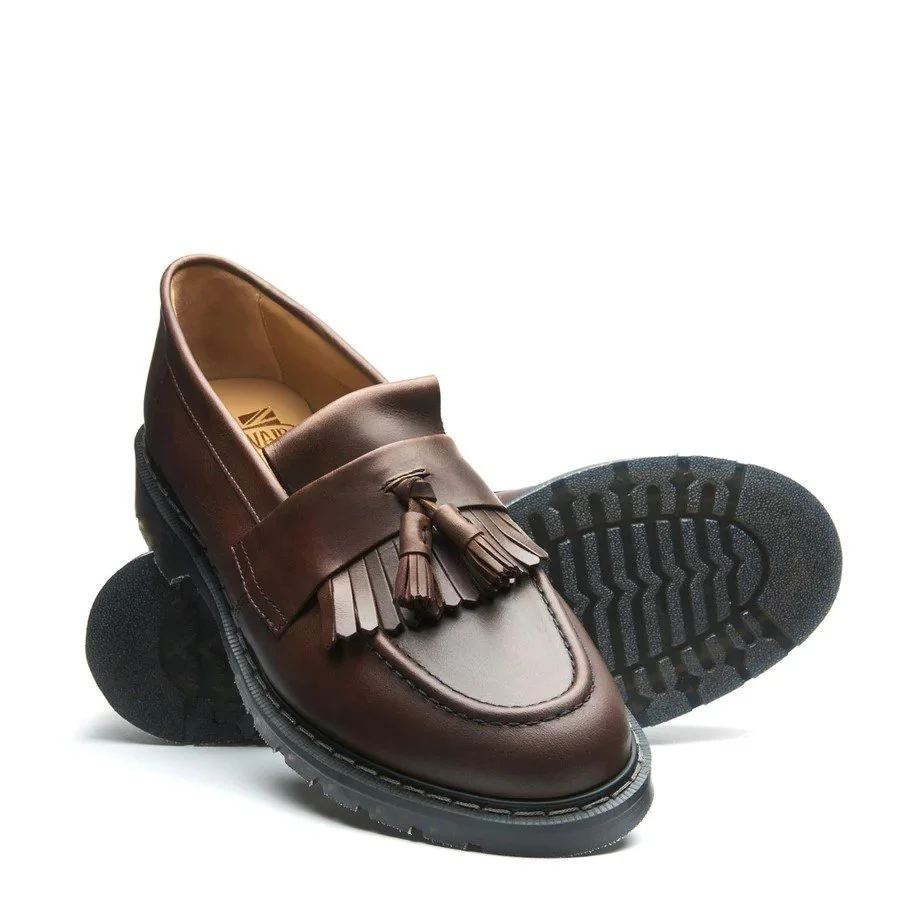 SOLOVAIR - Tassel Loafer - Brown Gaucho Crazy Horse — d