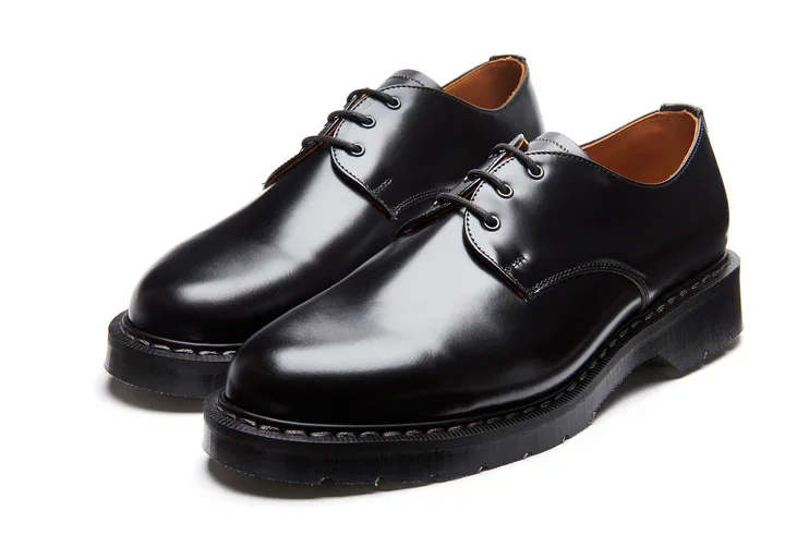 SOLOVAIR/Solovair 3 Eye Gibson Shoe/ブラック SOLOVAIR - 3 Eye Gibson Shoe - Black Hi-Shine — d'Honk Scooters