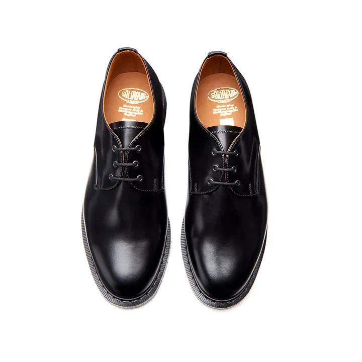 Solovair Black Hi-Shine 3 Eye Gibson Shoe — d'Honk Scooters