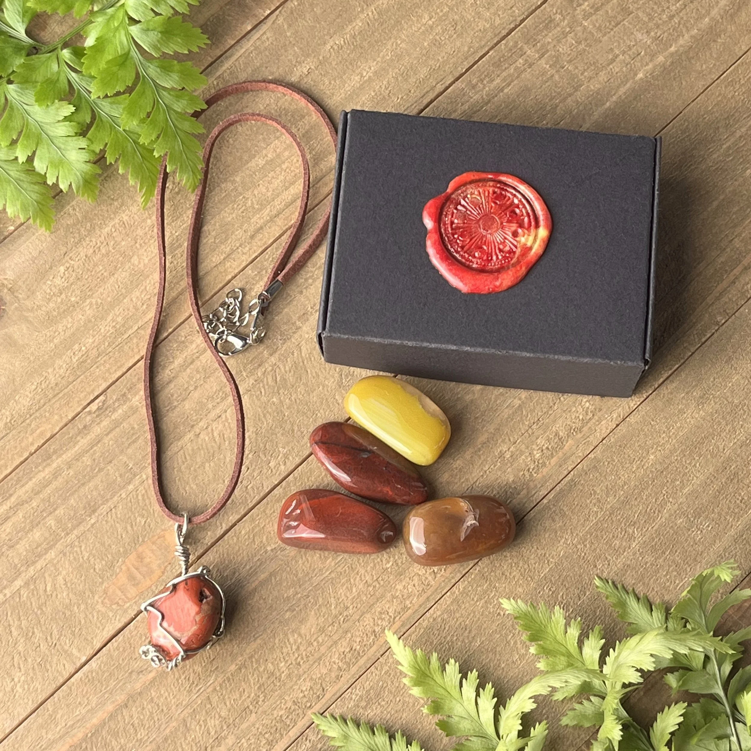 Red Jasper Wacky Wrapped Necklace with Stones for Strength and Stability