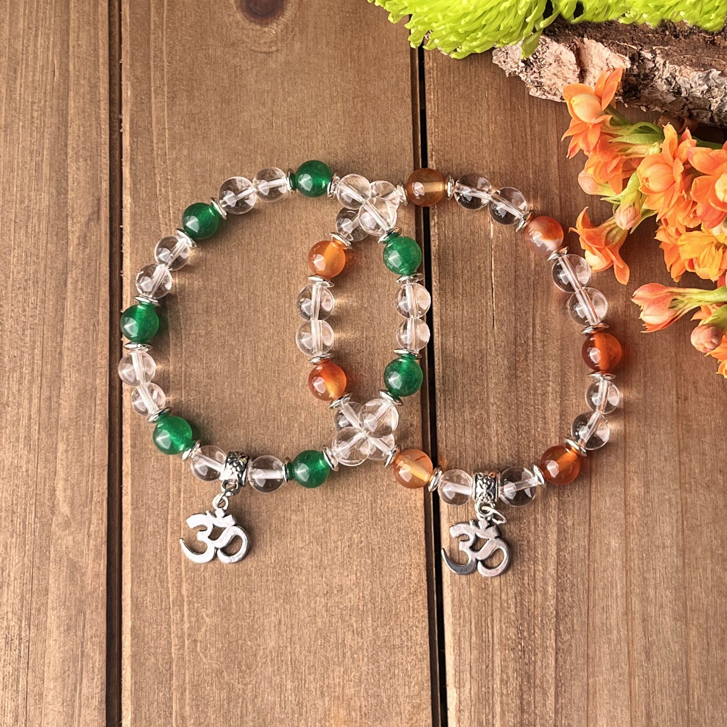 Crystal Quartz Om bracelets