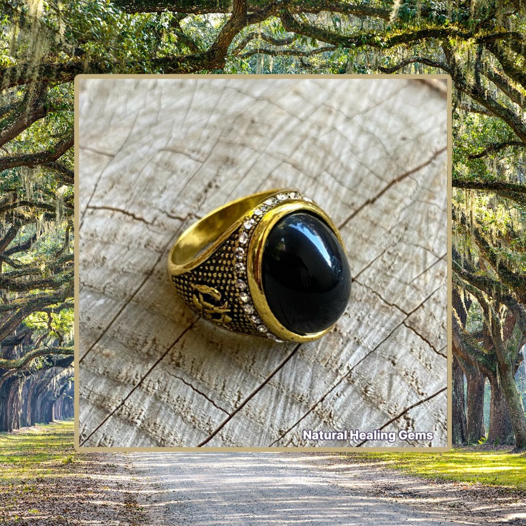Black Obsidian Men's Gemstone Ring size 8.5