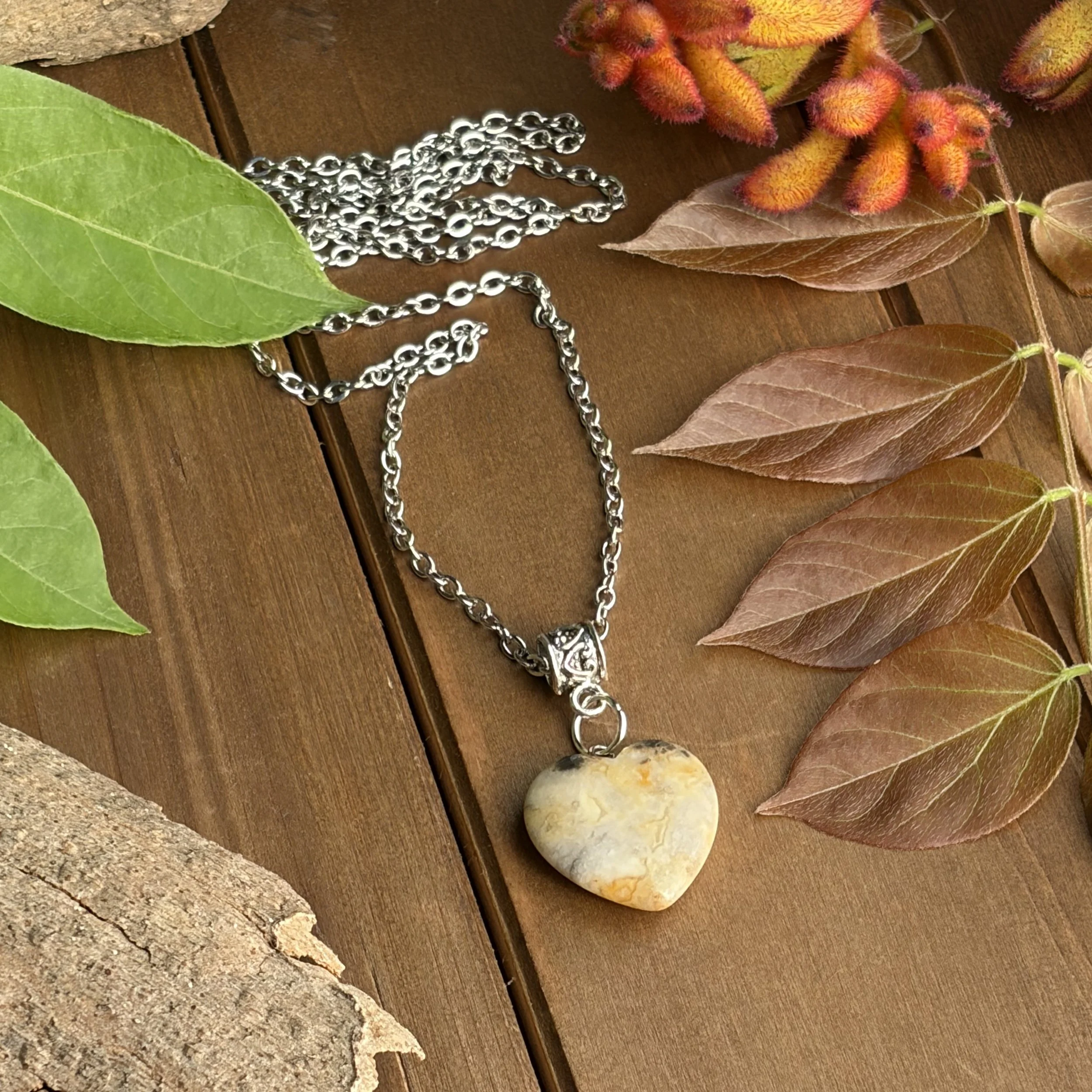 gemstone heart necklace for good vibes