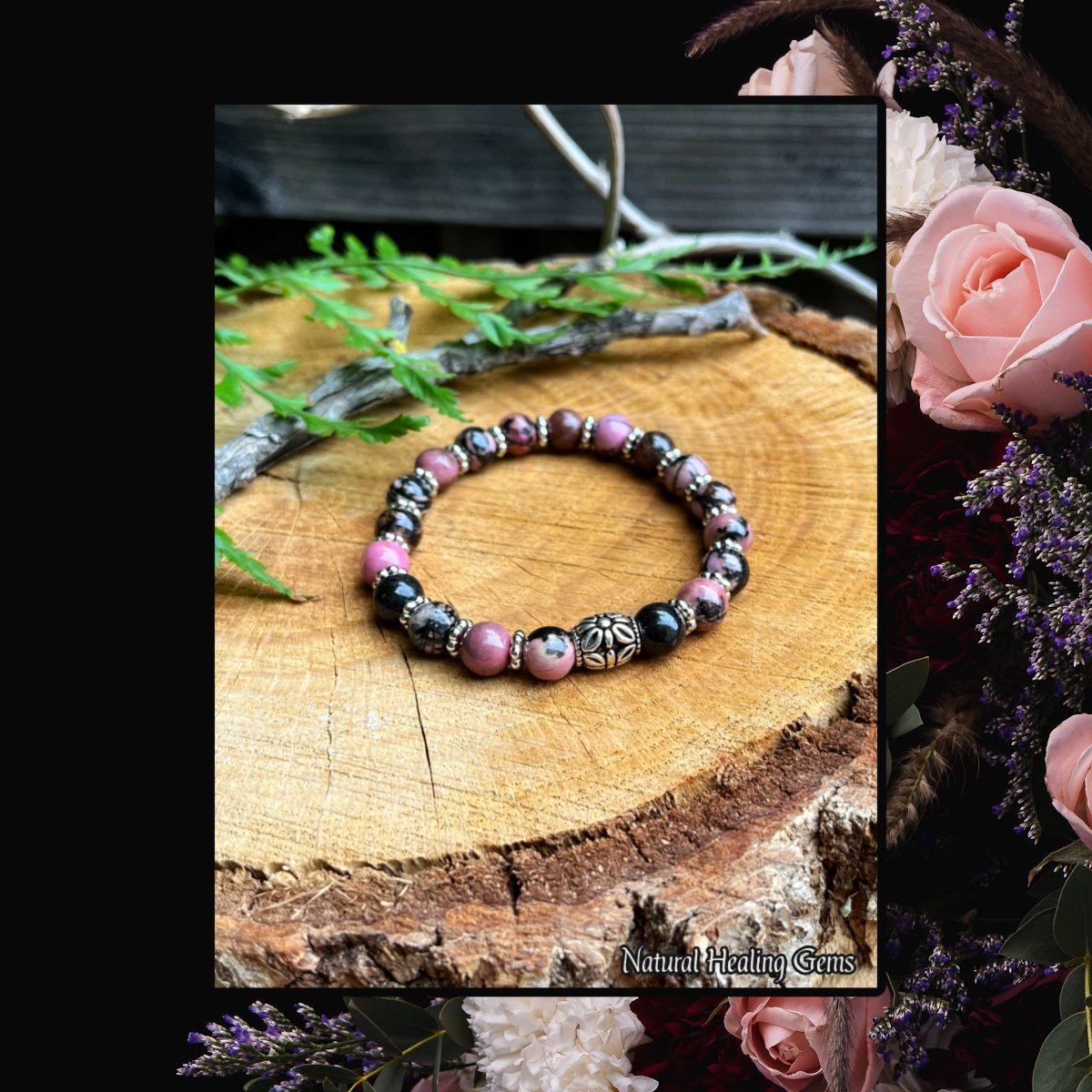 Japa Mala Set with Bracelet in Rose quartz and Rhodonite 8mm Beads –  Crystal Wellness