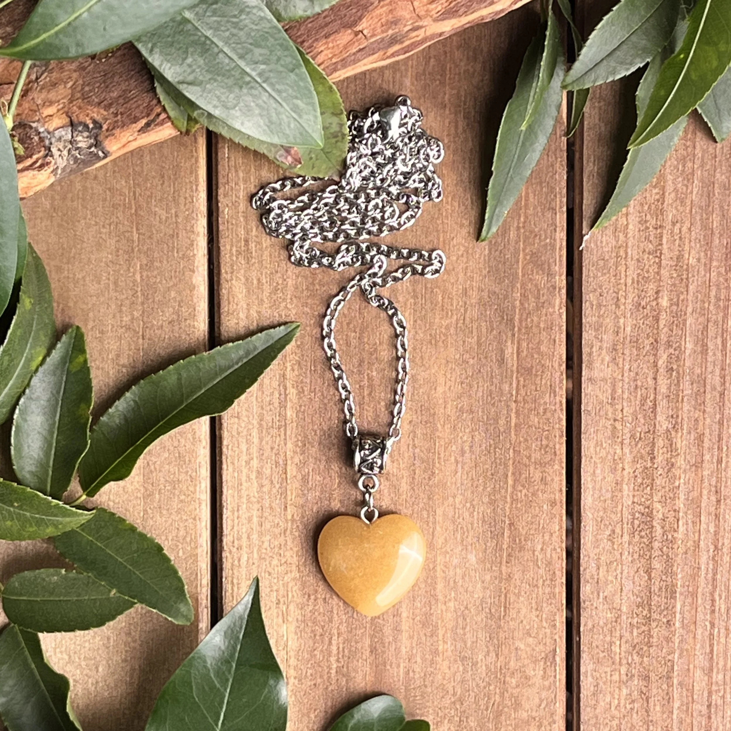 Yellow Aventurine heart necklace