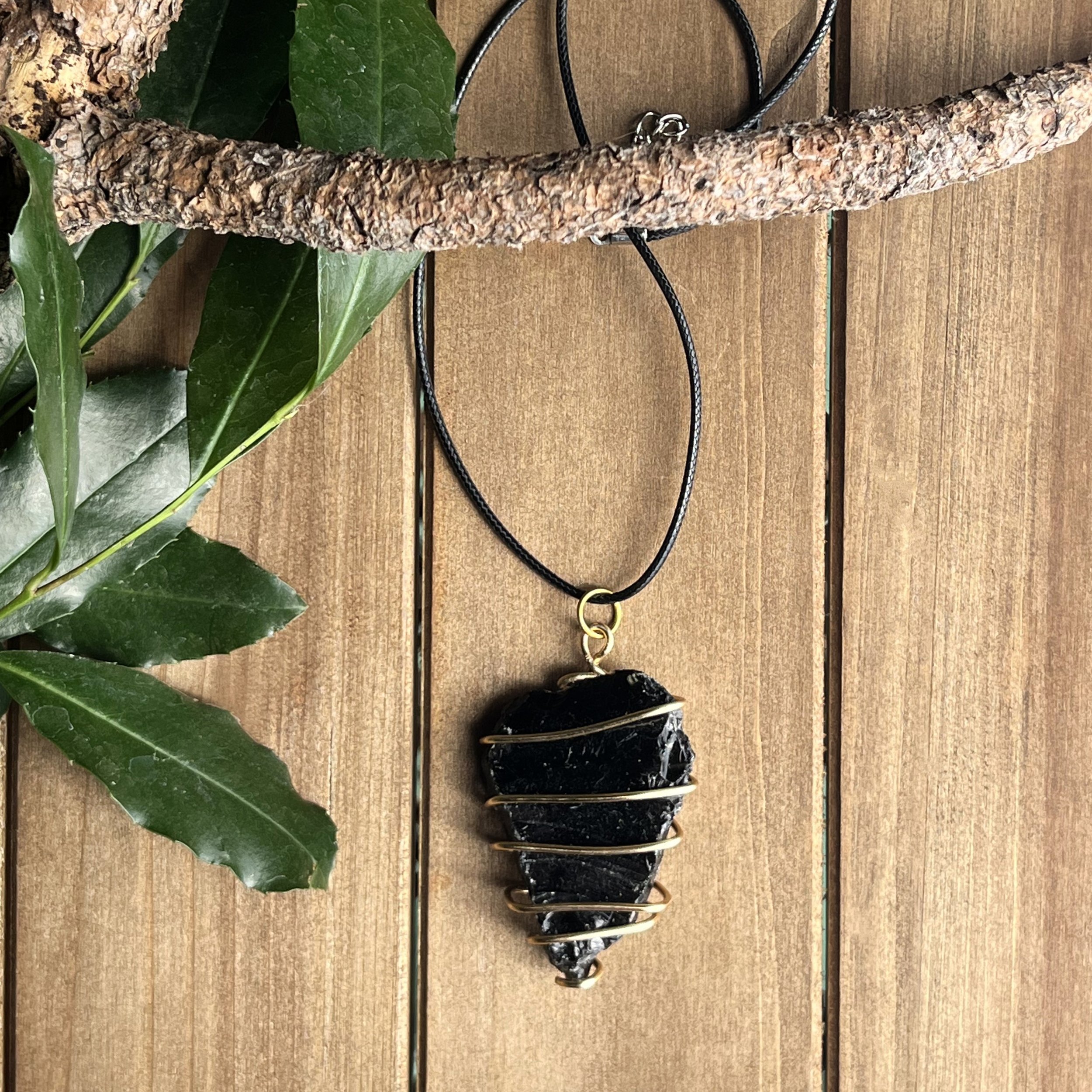 Black Obsidian wire wrapped necklace