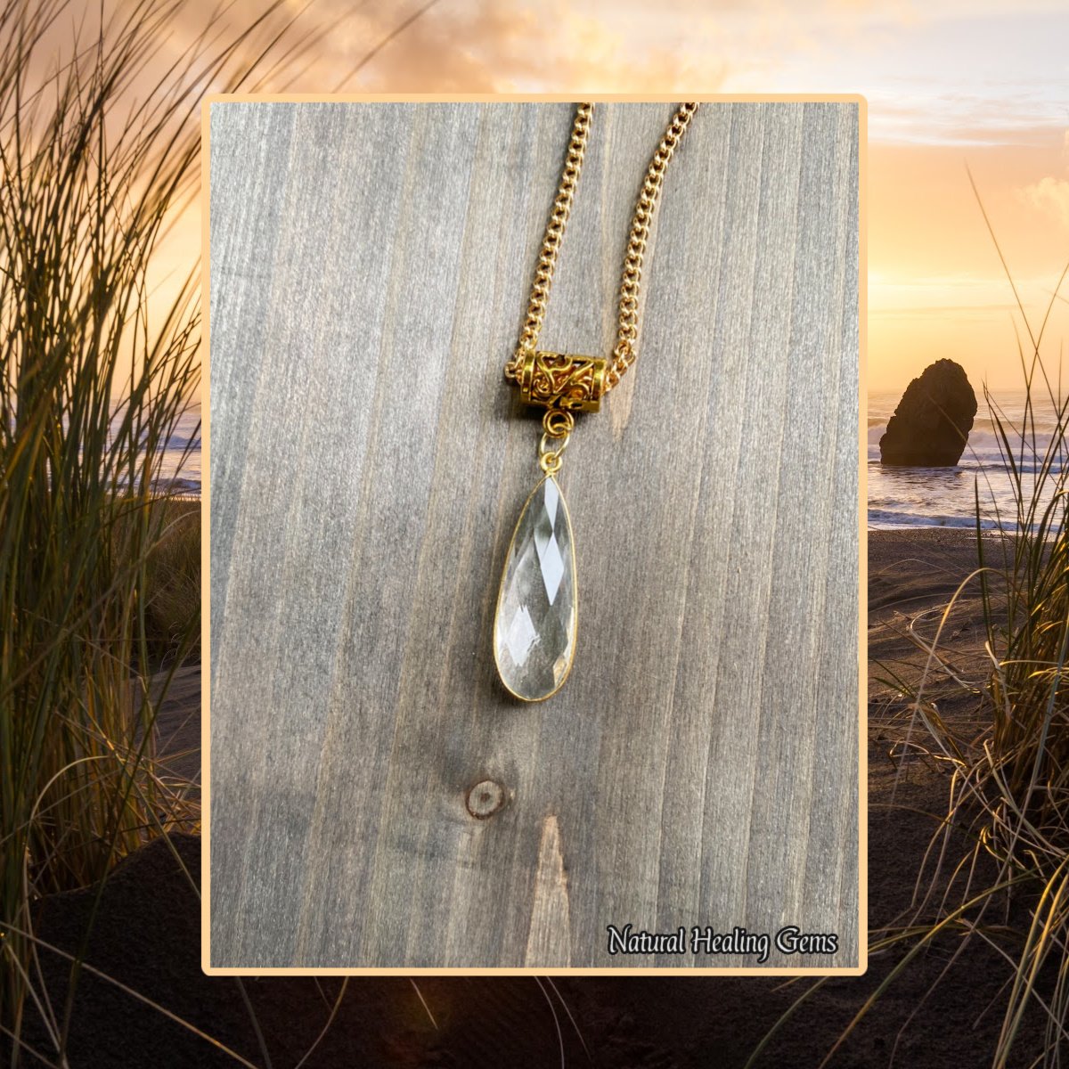 Aquamarine Healing Crystal Necklace, gemstone, March birthstone – Acute  Designs