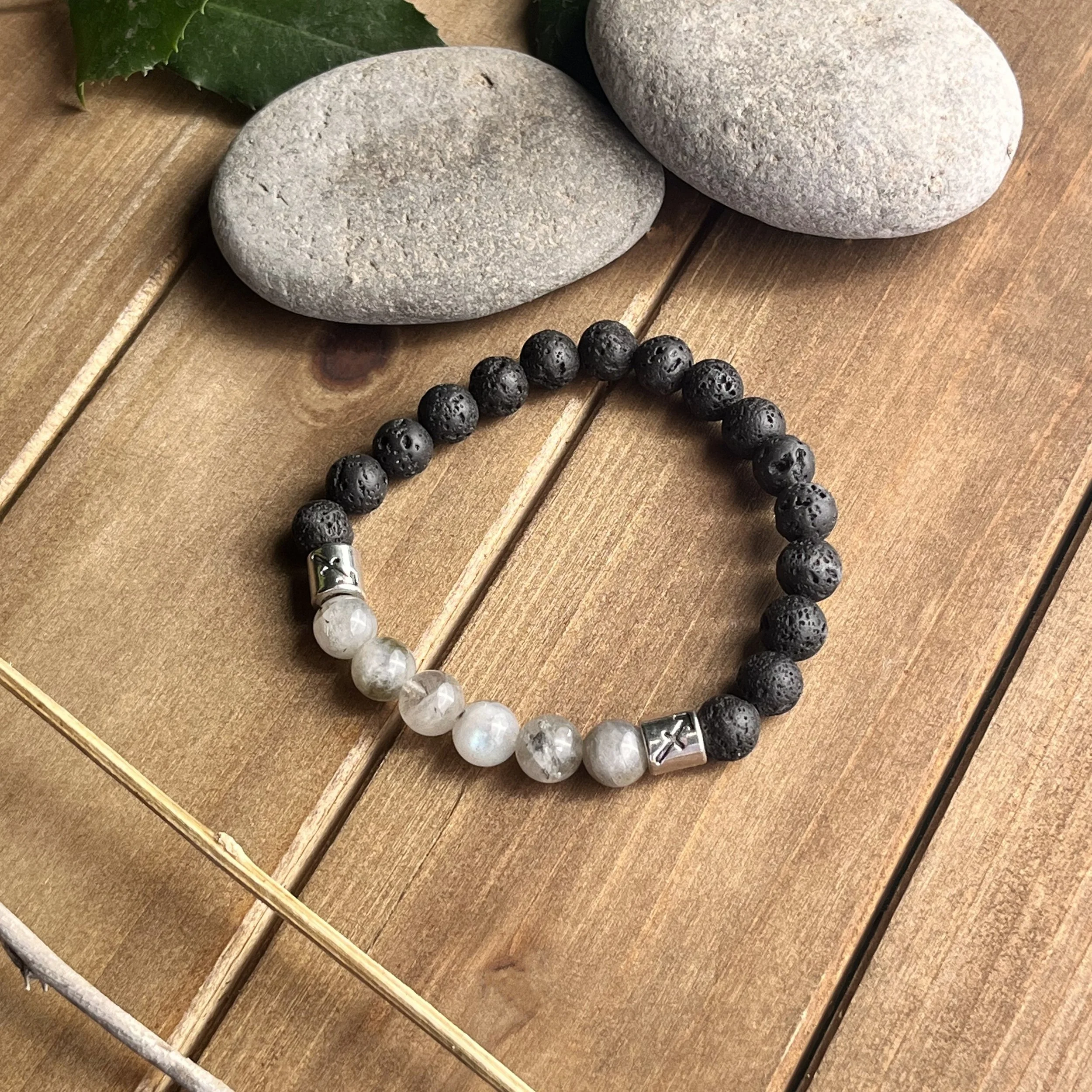 Sagittarius Labradorite with Lava Stone bracelet