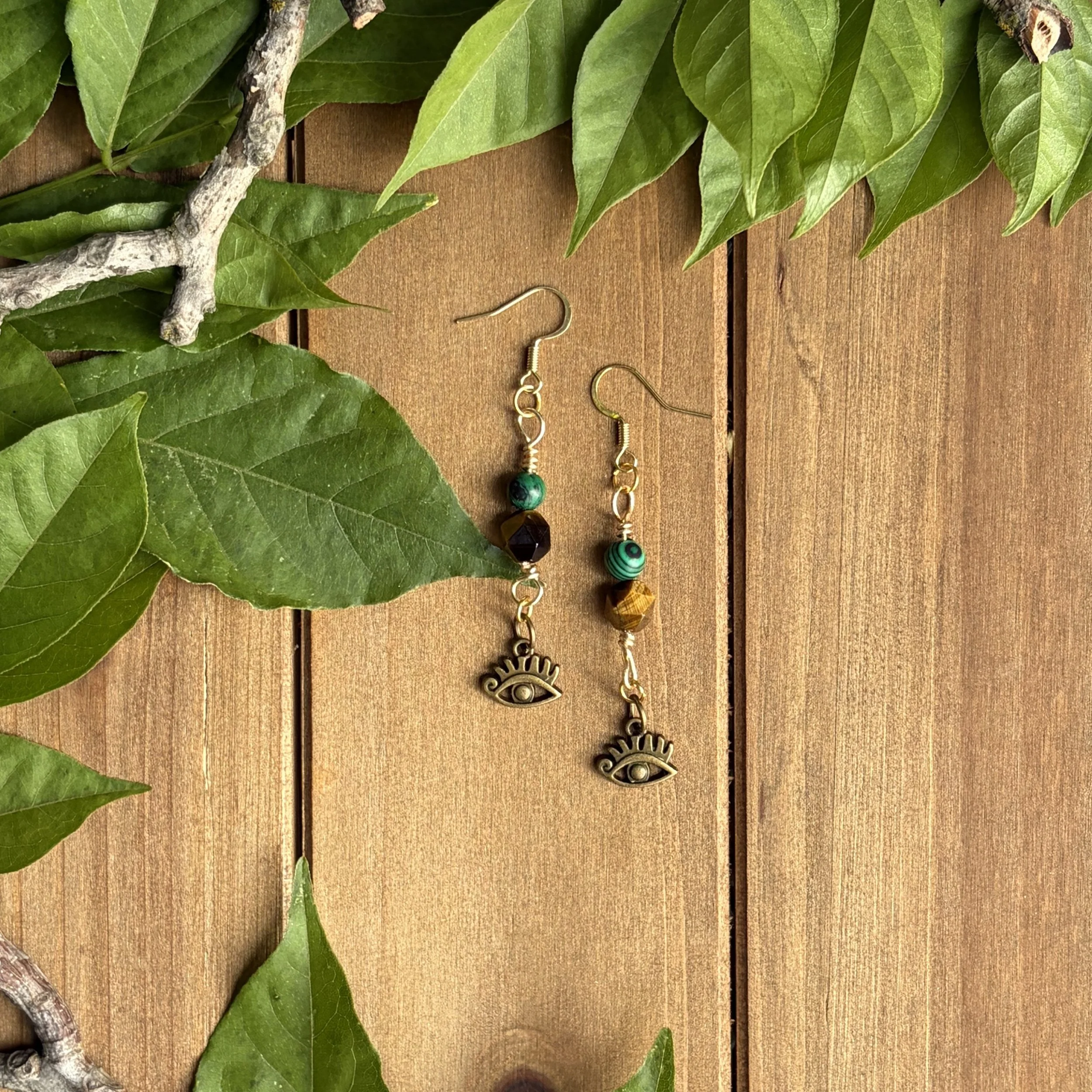 malachite tiger eye earrings