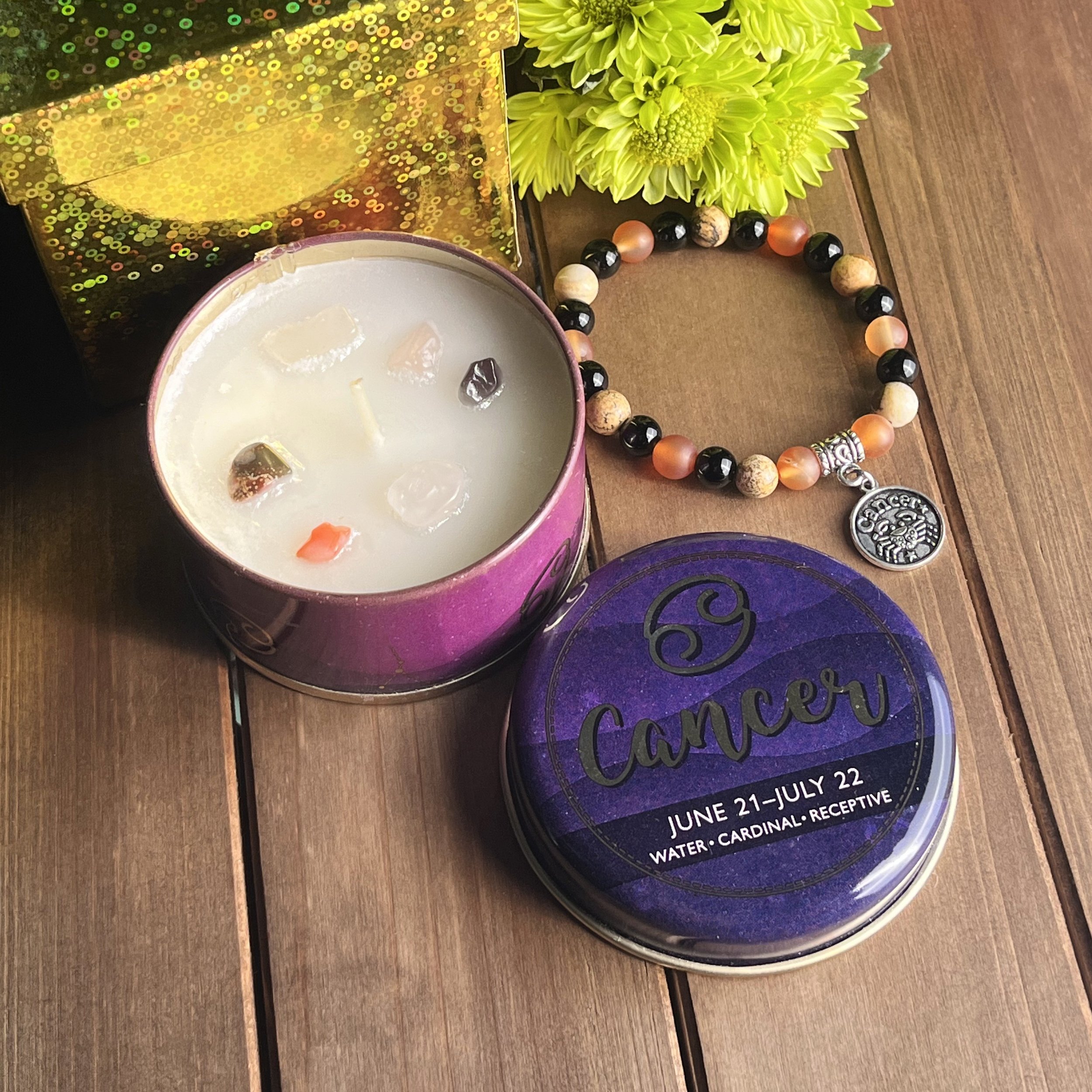 Cancer bracelet and candle set