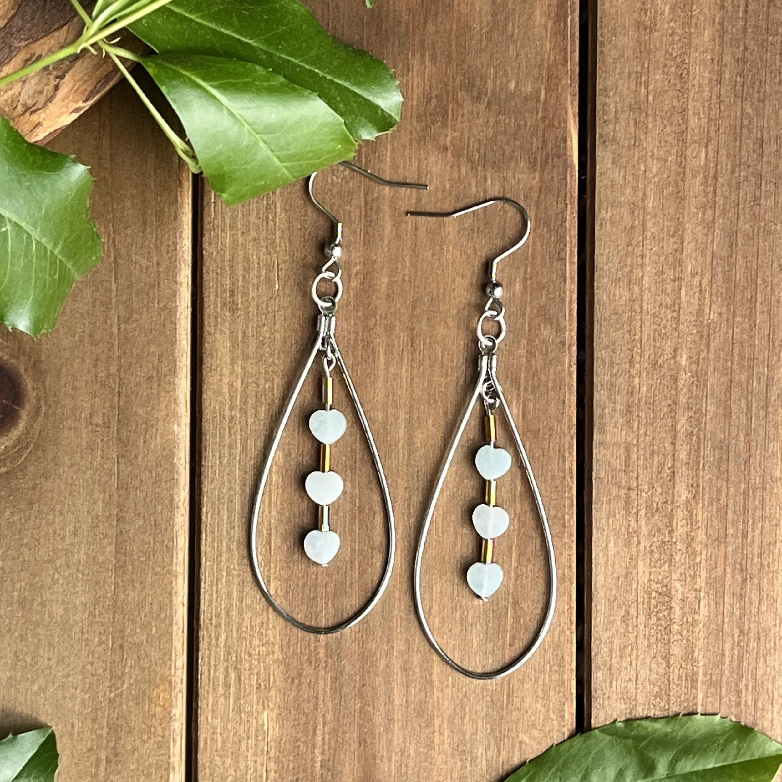 Amazonite heart earrings