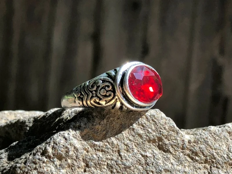 Red Spinel Gemstone Ring men's size 10