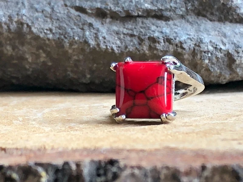 gemstone ring Red Howlite