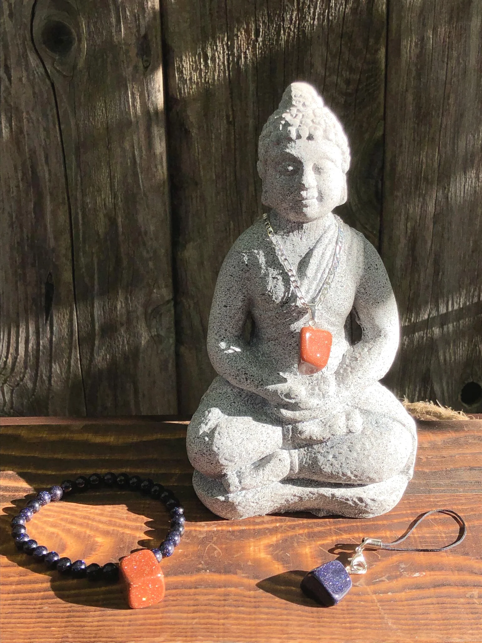 Goldstone and Blue Sandstone jewelry set