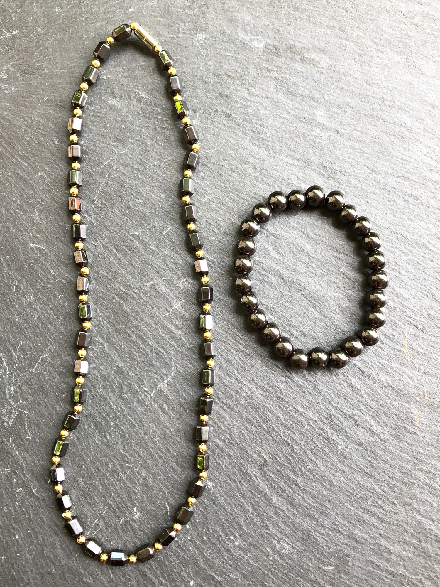 Hematite necklace and bracelet set