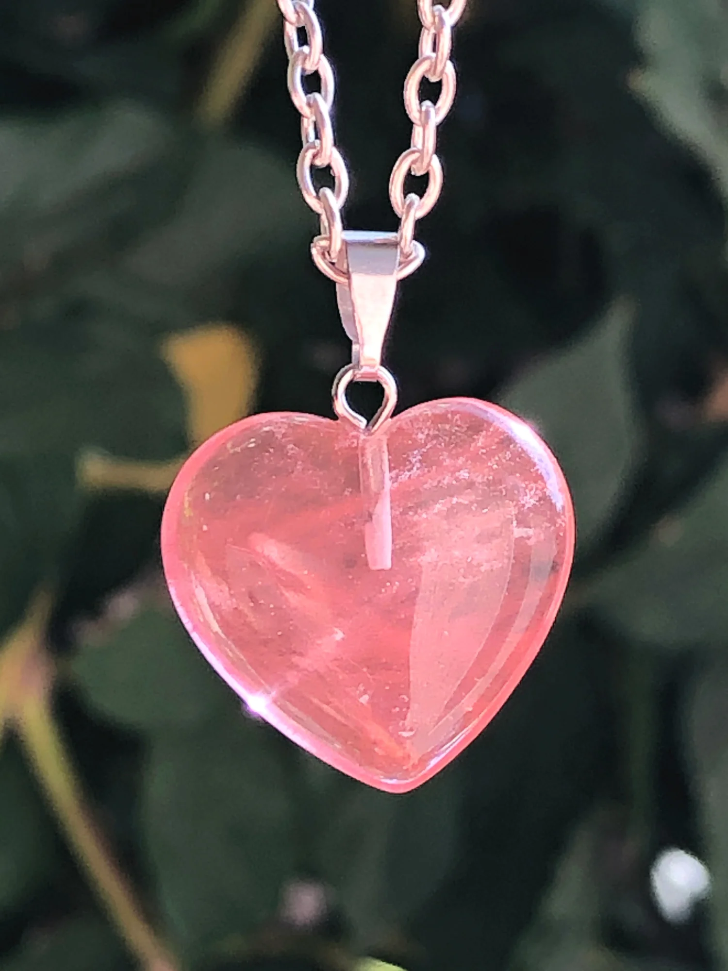 Strawberry quartz heart necklace