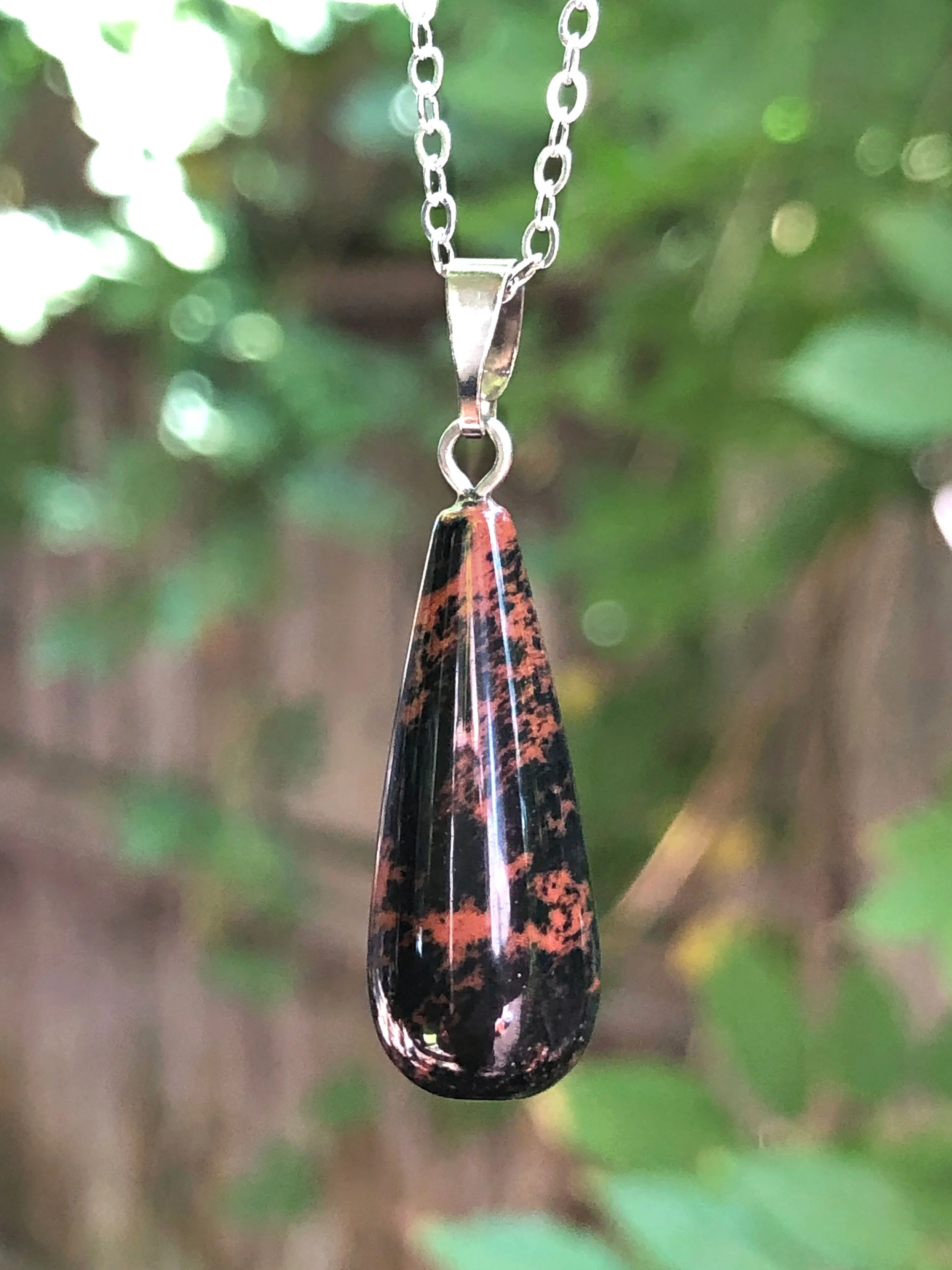 Mahogany Obsidian drop pendant necklace