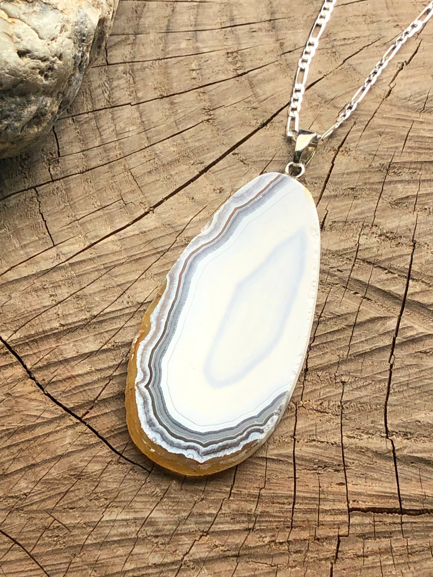 Agate Slice w Pave L /& J Collection Necklace