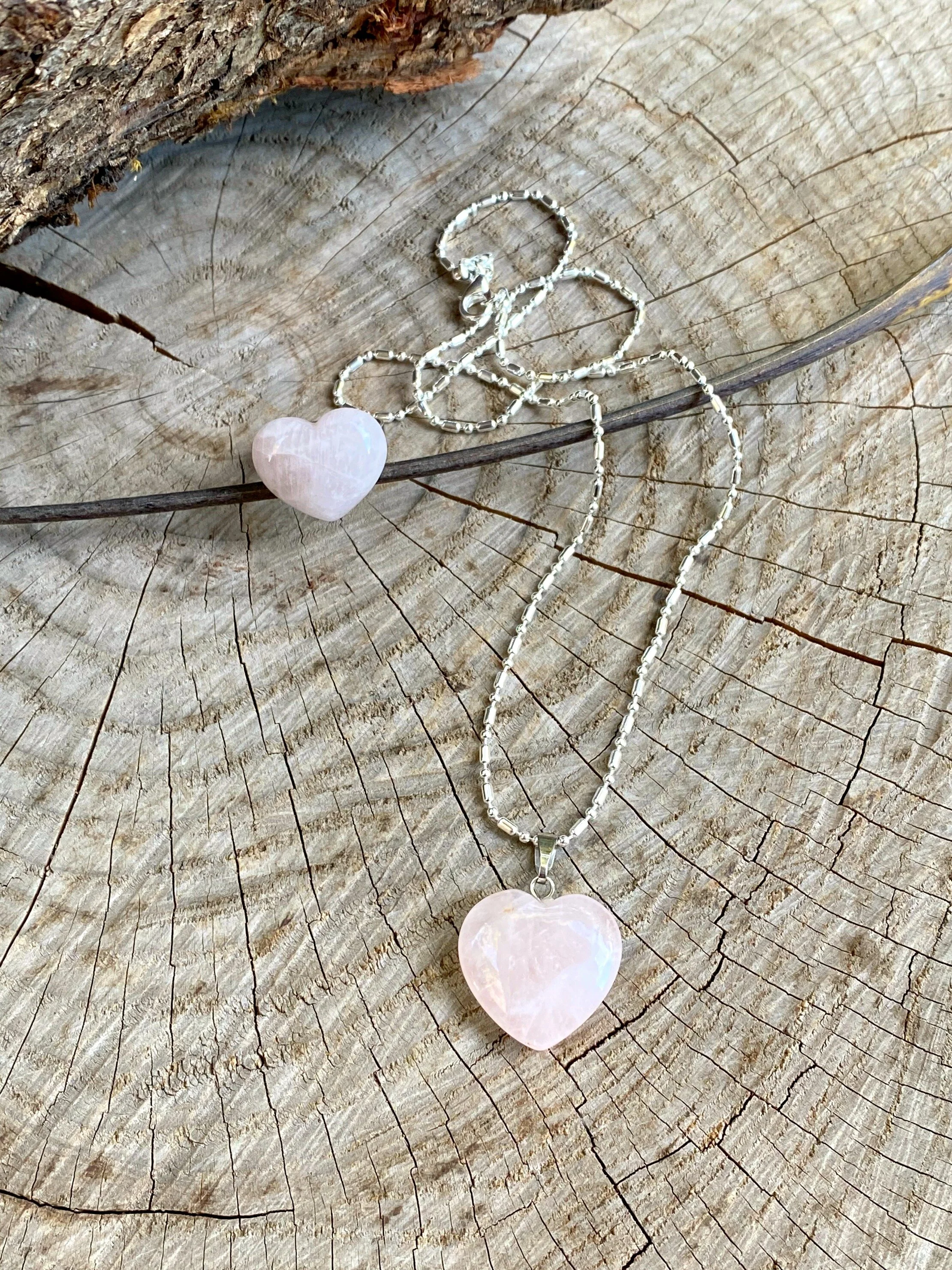 Rose Quartz Gemstone Heart Necklace 