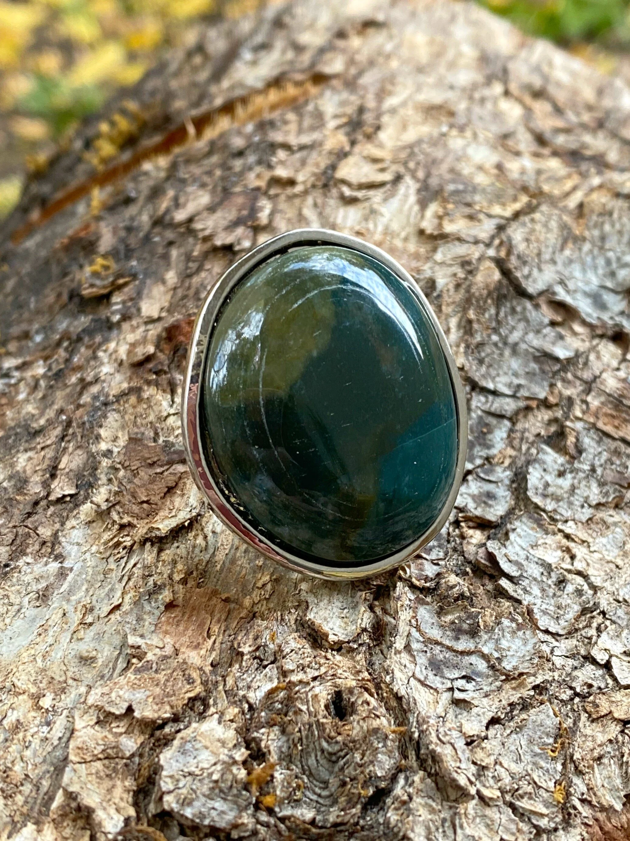 Moss Agate Boho Adjustable Gemstone Ring