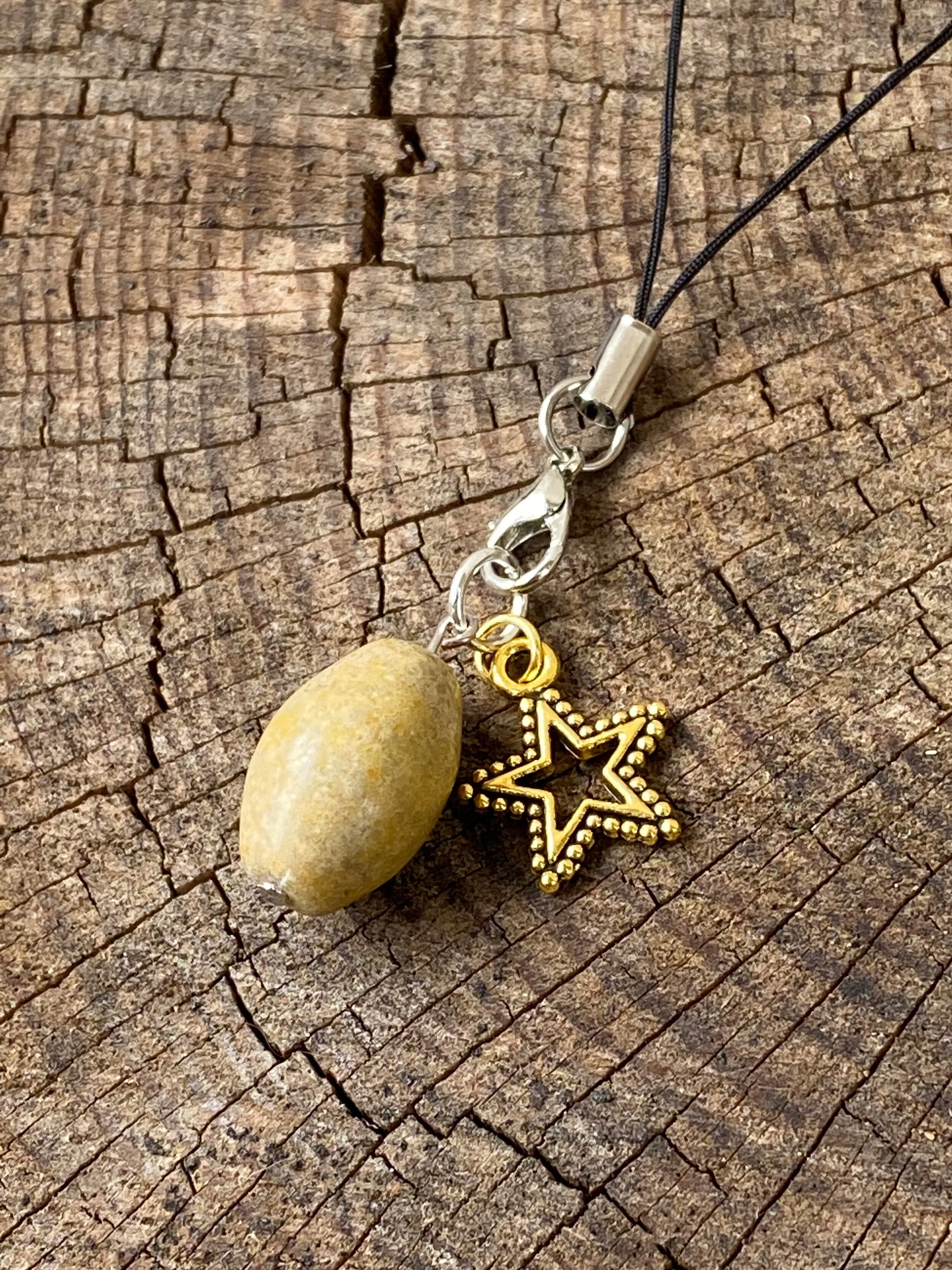 Yellow Jasper Gemstone Charm with Star