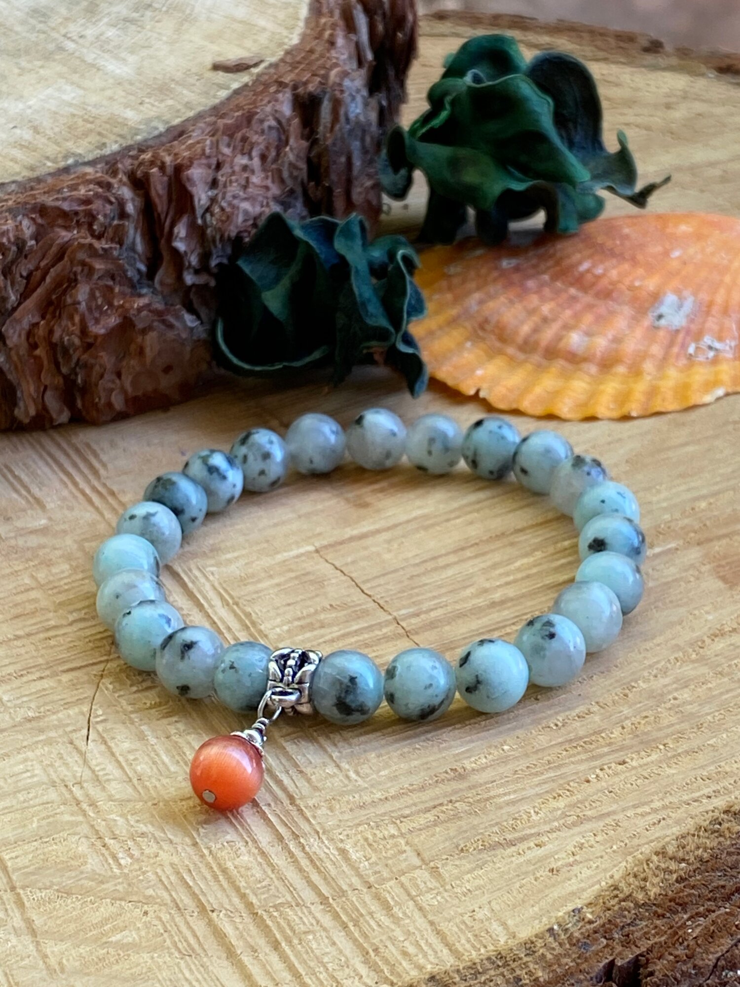Kiwi Jasper and Moonstone Earrings