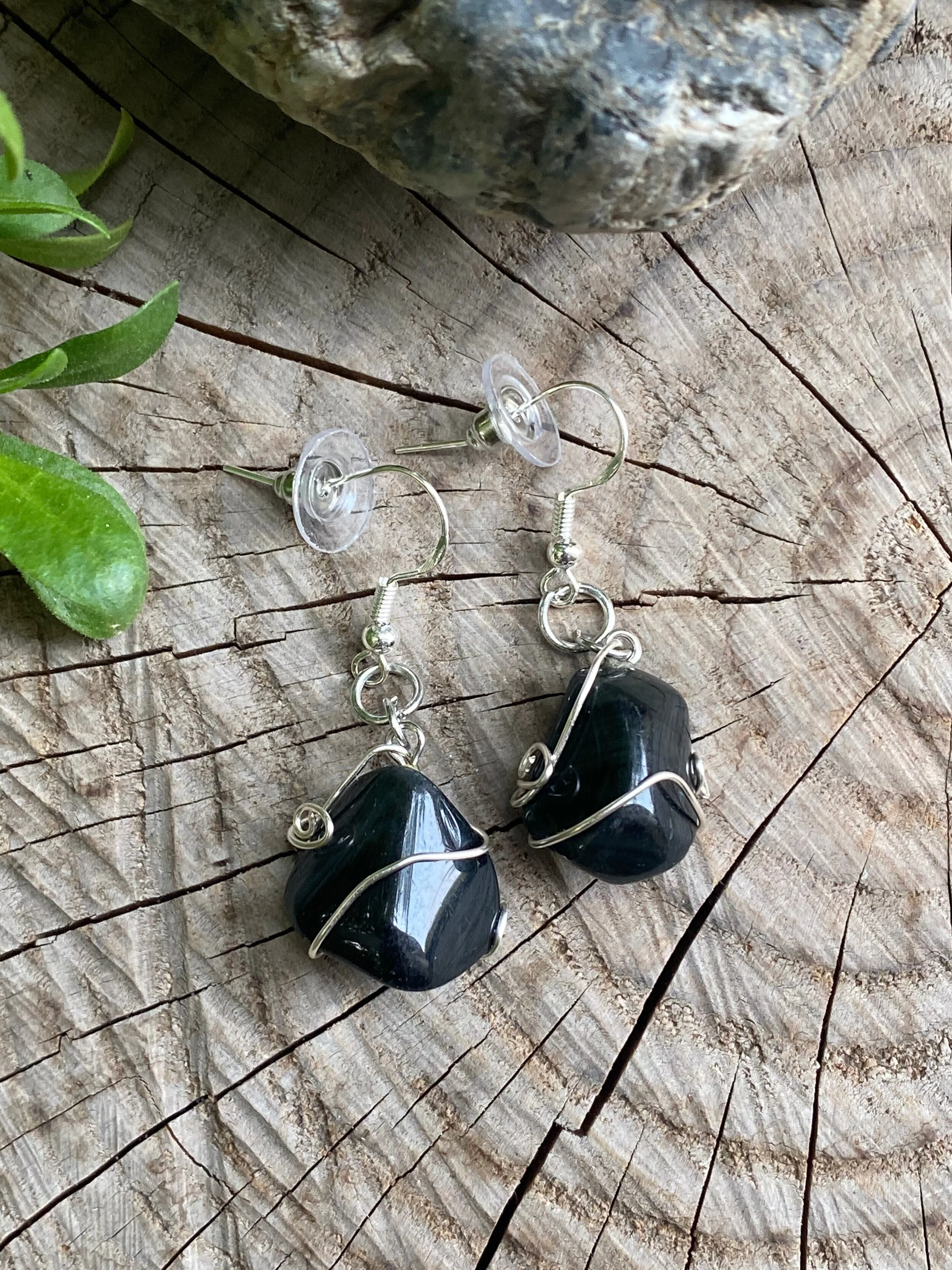 Rainbow Obsidian Wire Wrapped Earrings