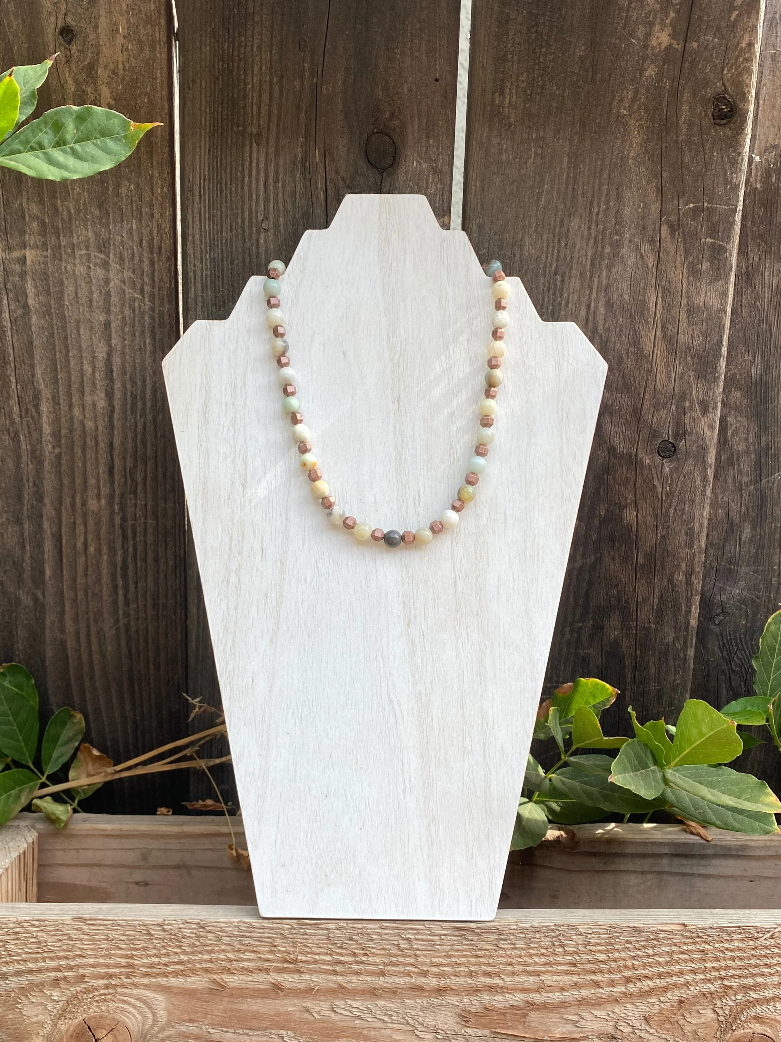 Amazonite Bead Necklace "Earth and Sky" 18"
