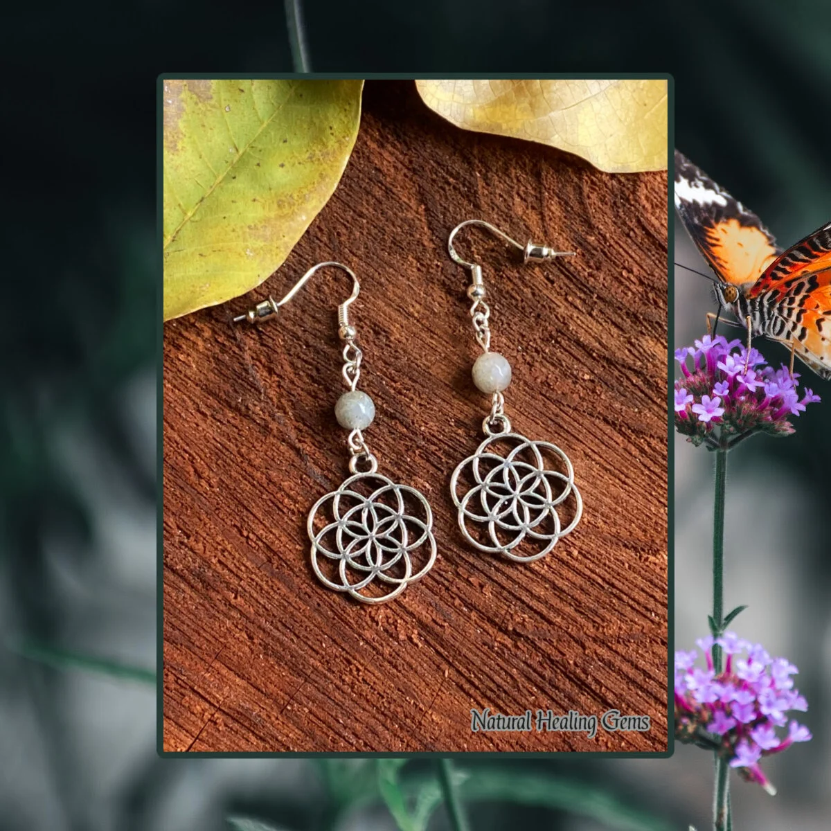 Labradorite Flower of Life Earrings for Imagination