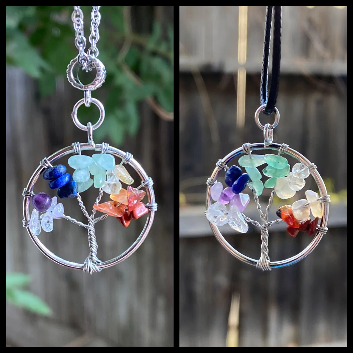 Seven Chakra Tree Of Life Heart Pendant | Crystal Jewelry