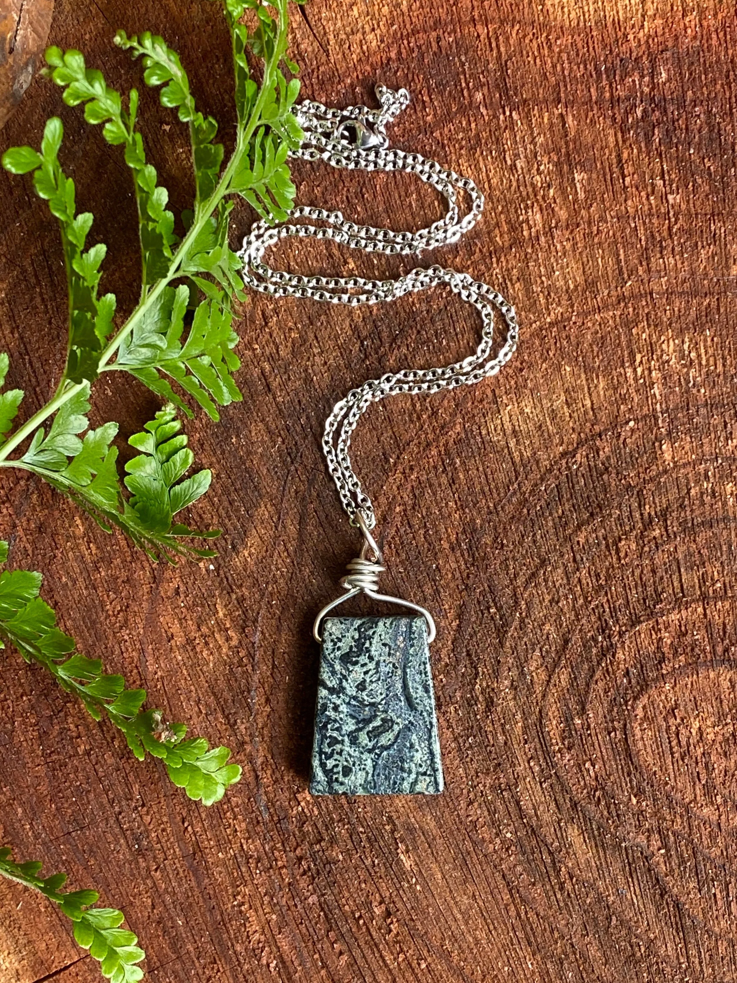 Rhyolite Wire Wrapped Gemstone Necklace for Introspection