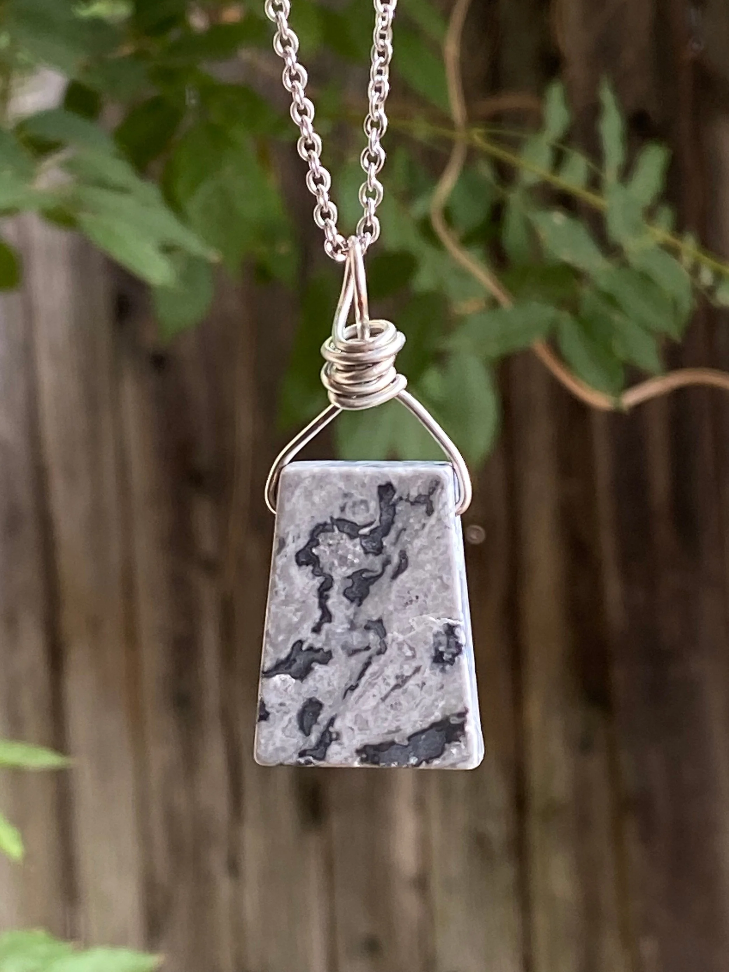 Black Picasso Jasper Wire Wrapped Necklace for Healthy Friendships