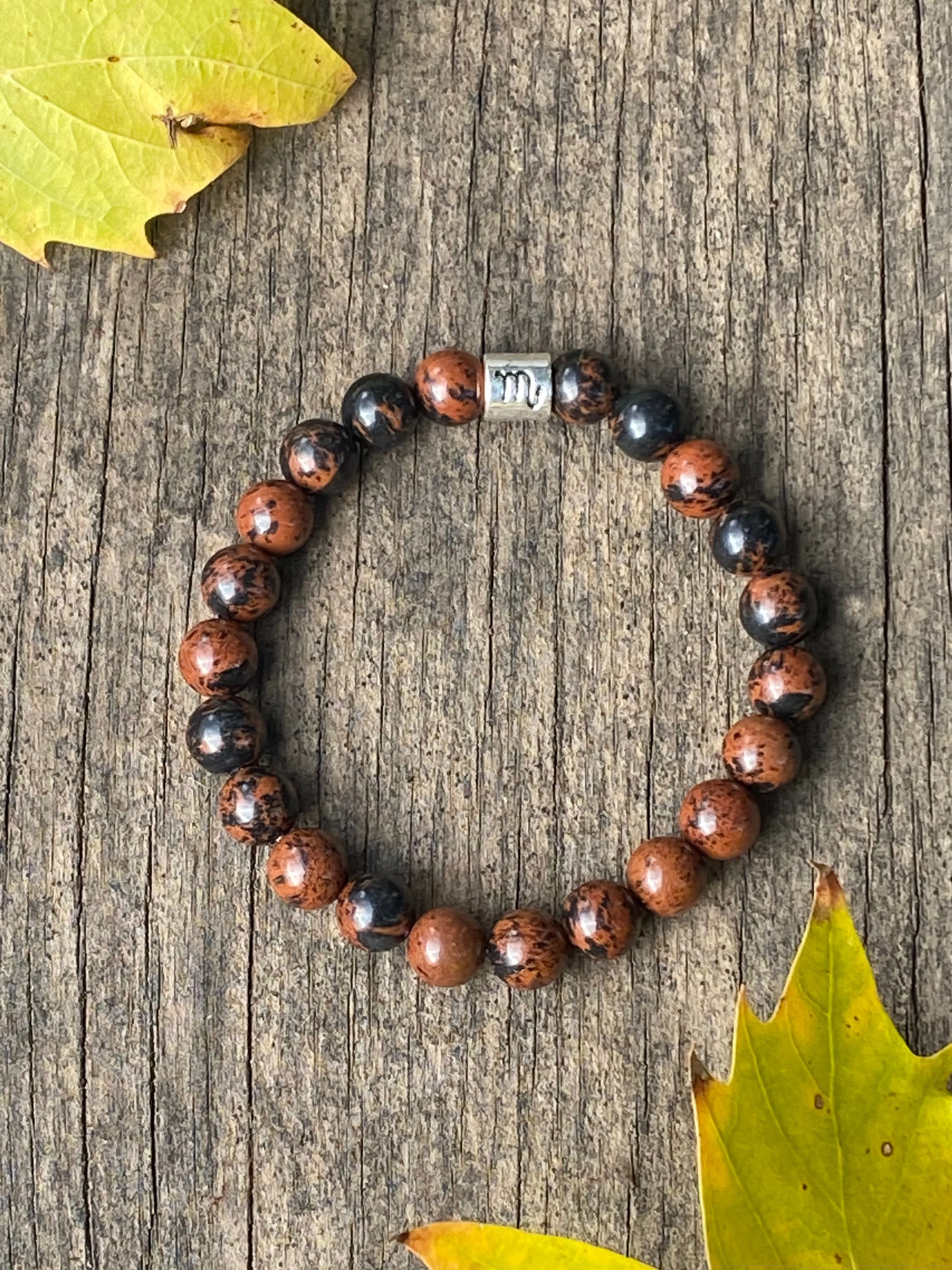 Scorpio Mahogany Obsidian Gemstone Bracelet for Protection