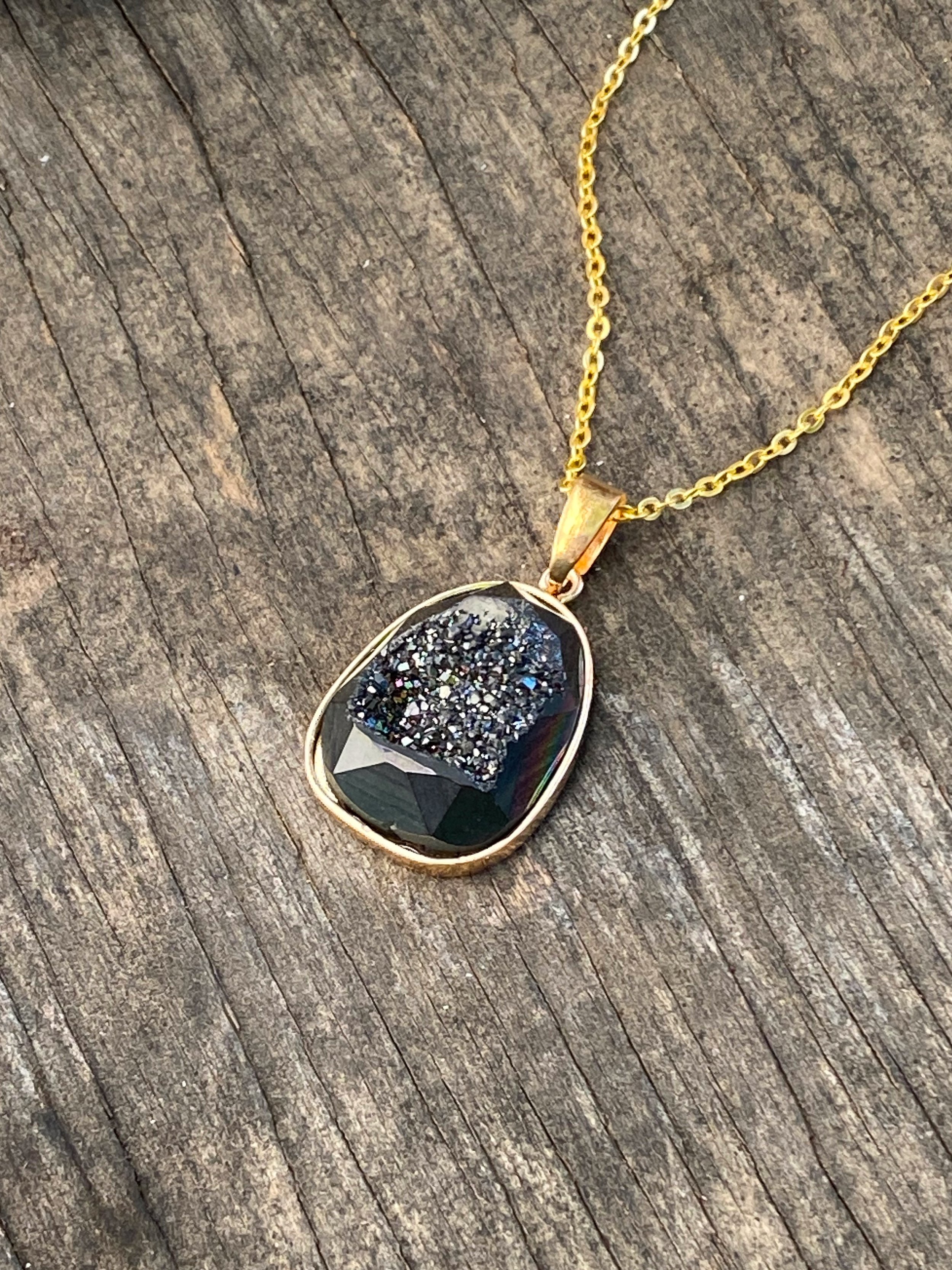 Natural Healing Gems -Black Druzy Agate 