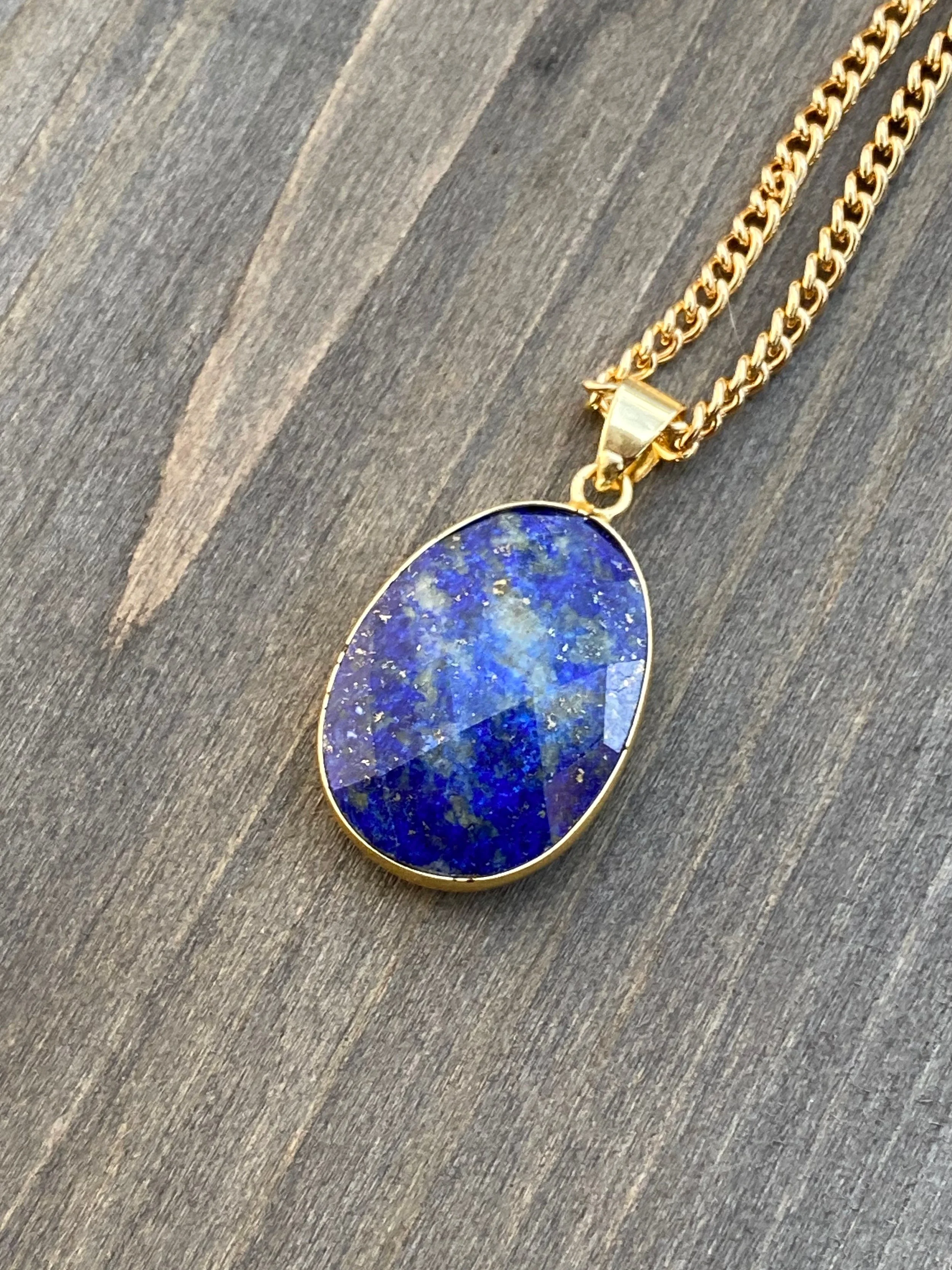 Lapis Lazuli Faceted Oval Necklace 