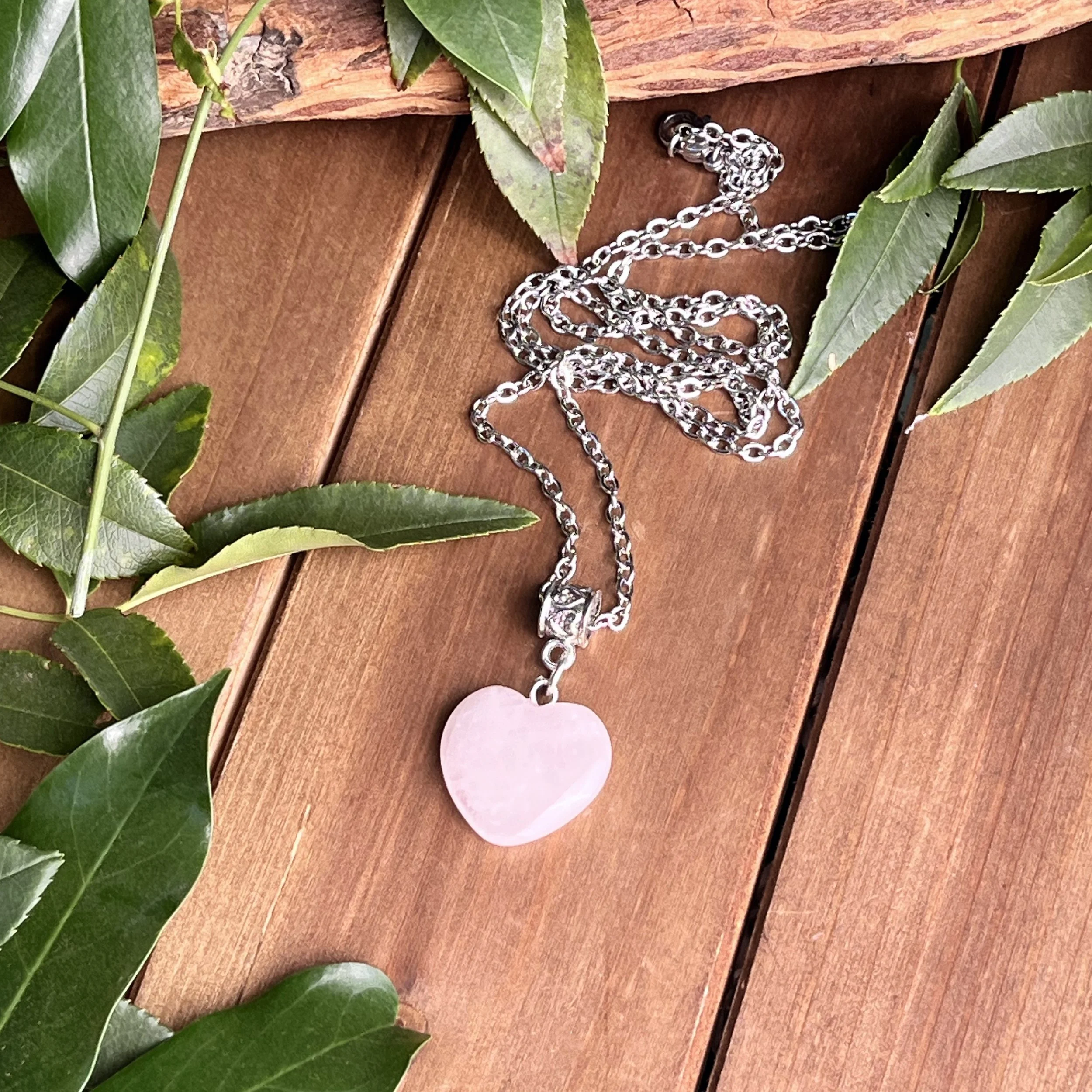 pink crystal heart necklace