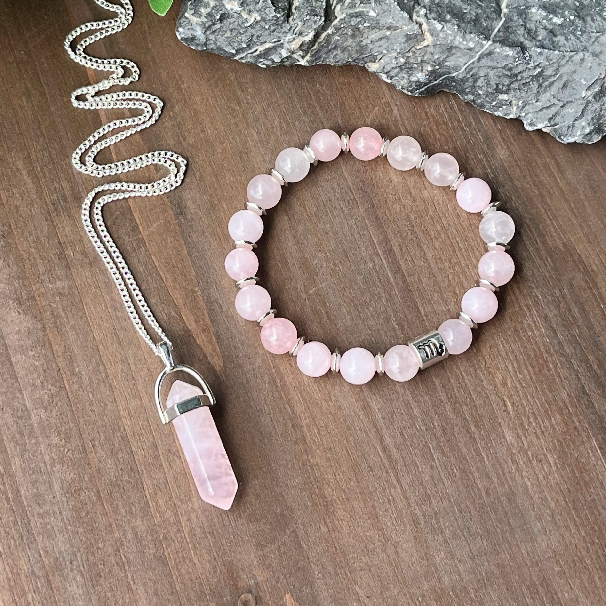Scorpio Rose Quartz jewelry set