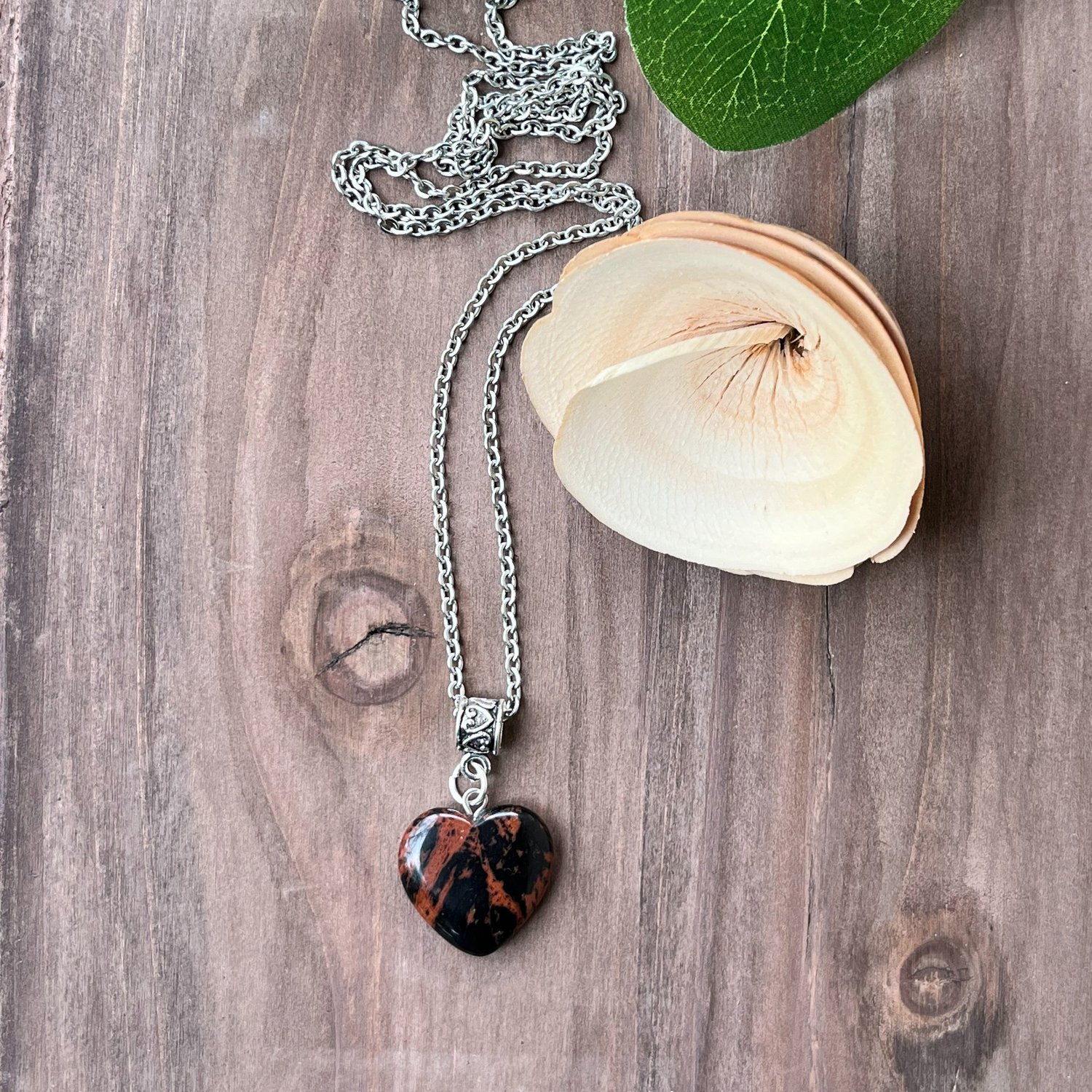 Mahogany Obsidian heart shape necklace on cord. $2 Mahogany Obsidian Heart Pendant - Etsy main image 2