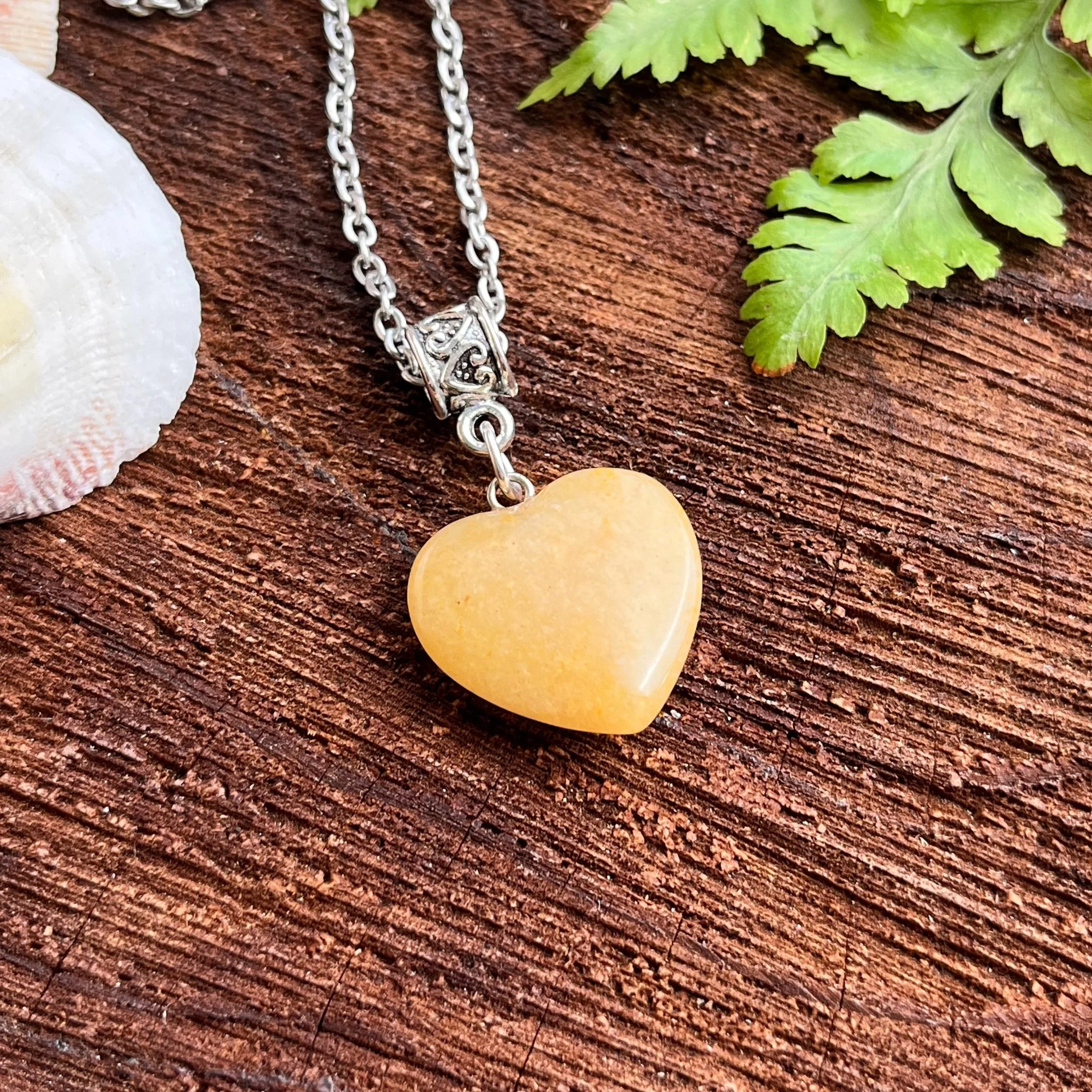 Yellow Aventurine heart necklace