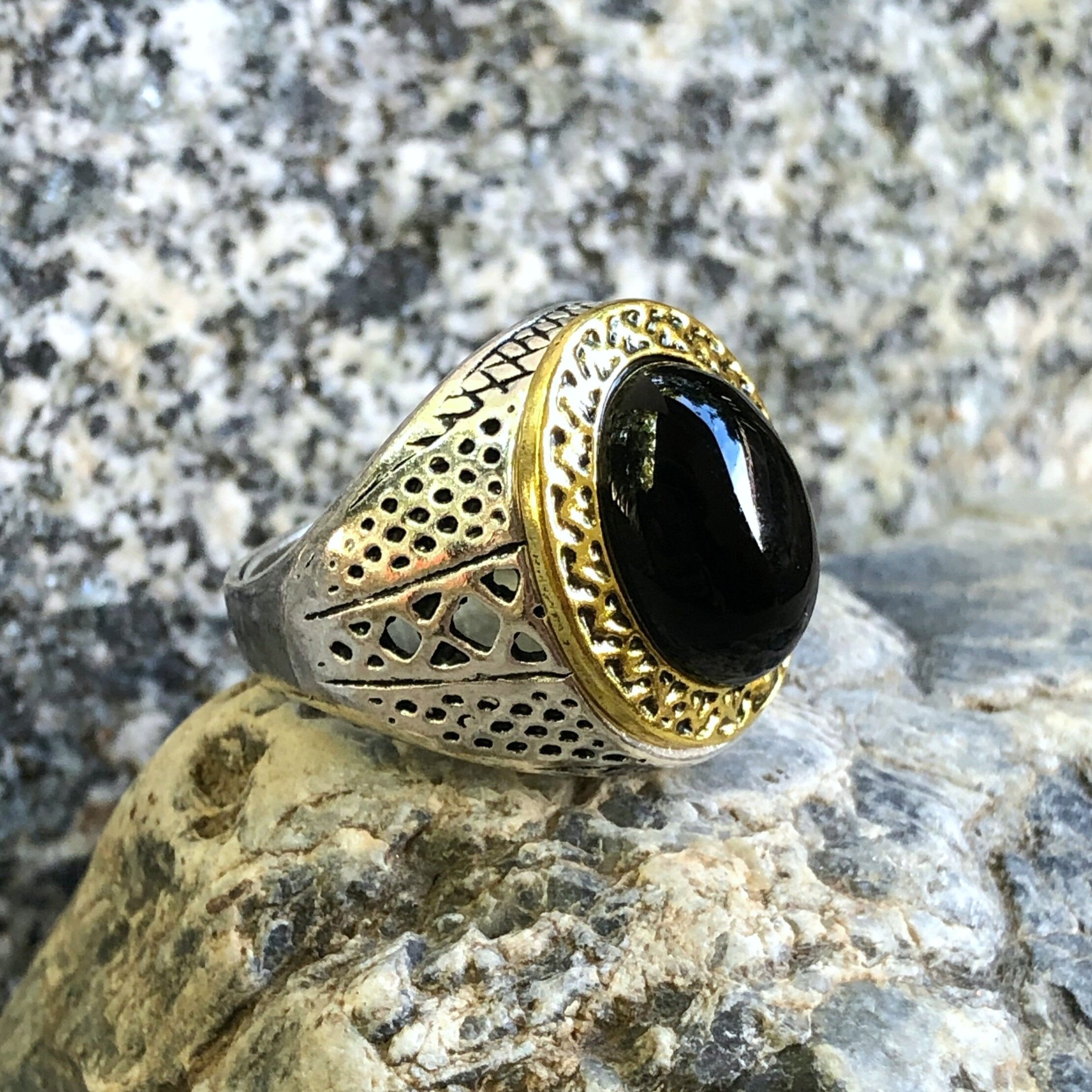 Dainty Vintage Pear black onyx engagement ring set Minimalist | PenFine –  PENFINE