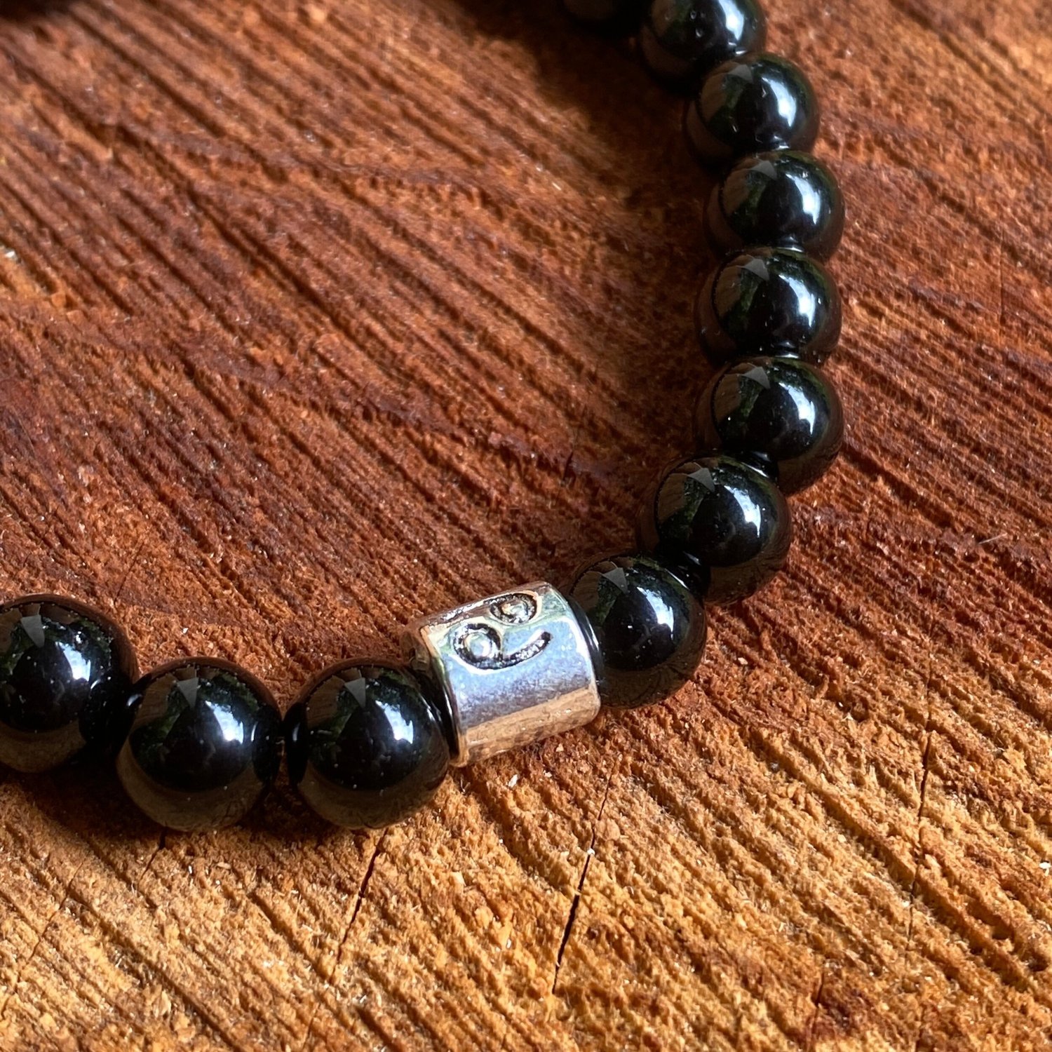 Zodiac Black Onyx Large Bead Bracelets for Personal Strength