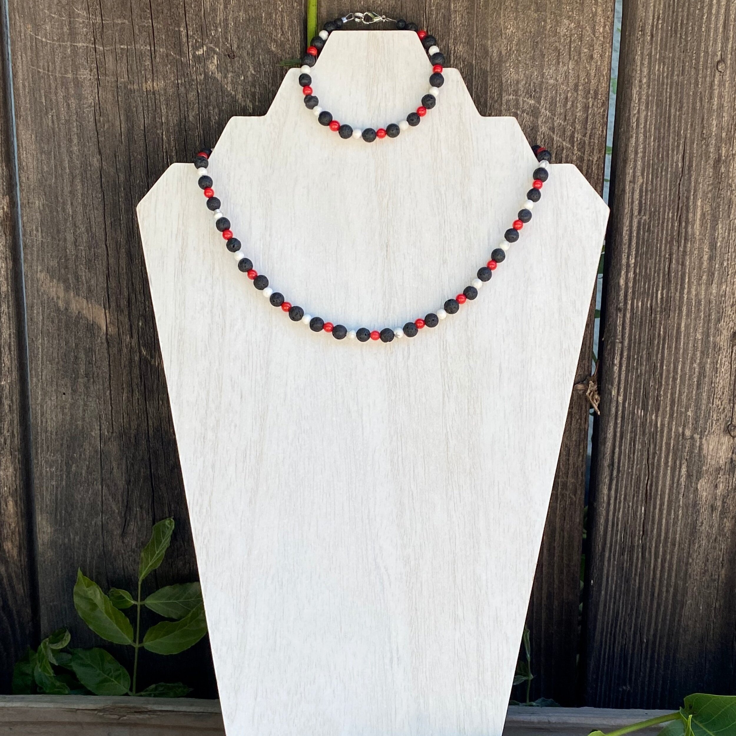Lava Bead Necklace - Trinity Diffuser Necklace - Wyndmere Naturals