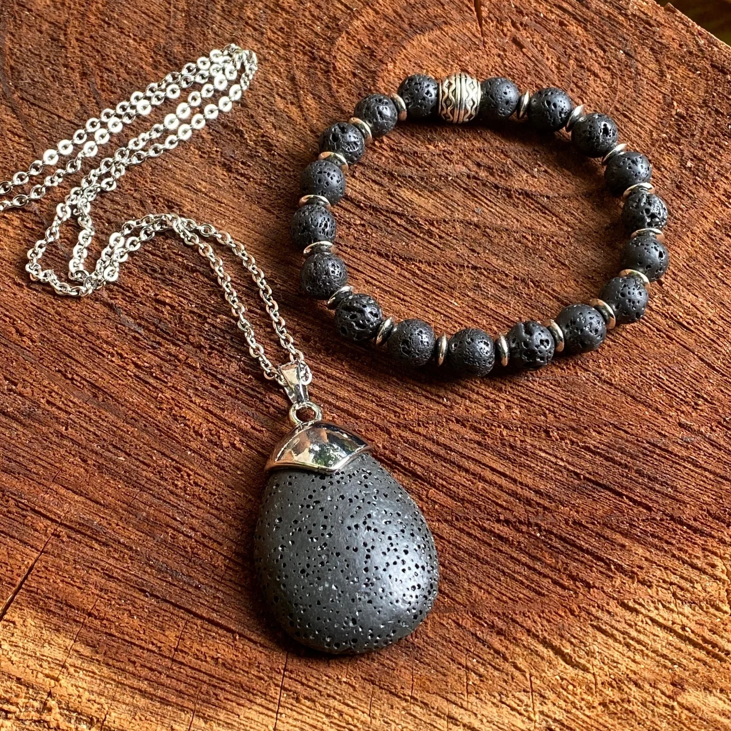 Lava Stone Necklace Black Rock Jewelry Natural Lava Stone Necklace