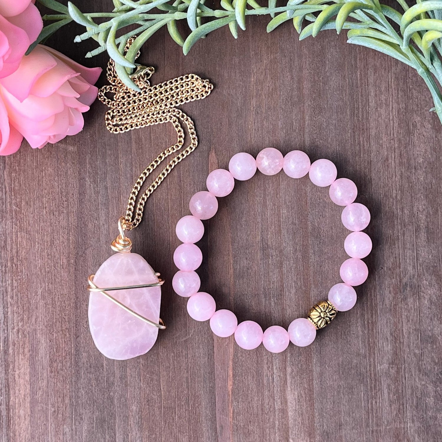 Rose Quartz Bead Necklace for Cancer Awareness 22