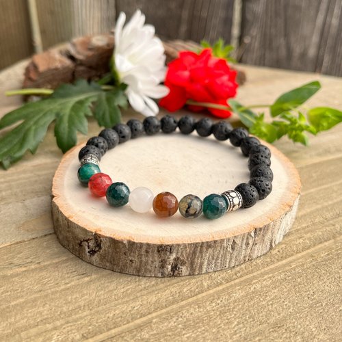 Basalt Diffuser Chakra Bracelet – Pink Mango