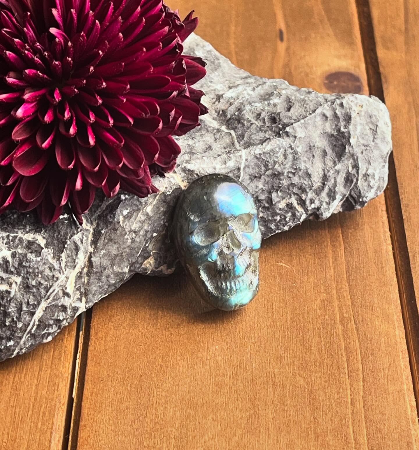 Mini Labradorite skull with case. Click to buy 💀