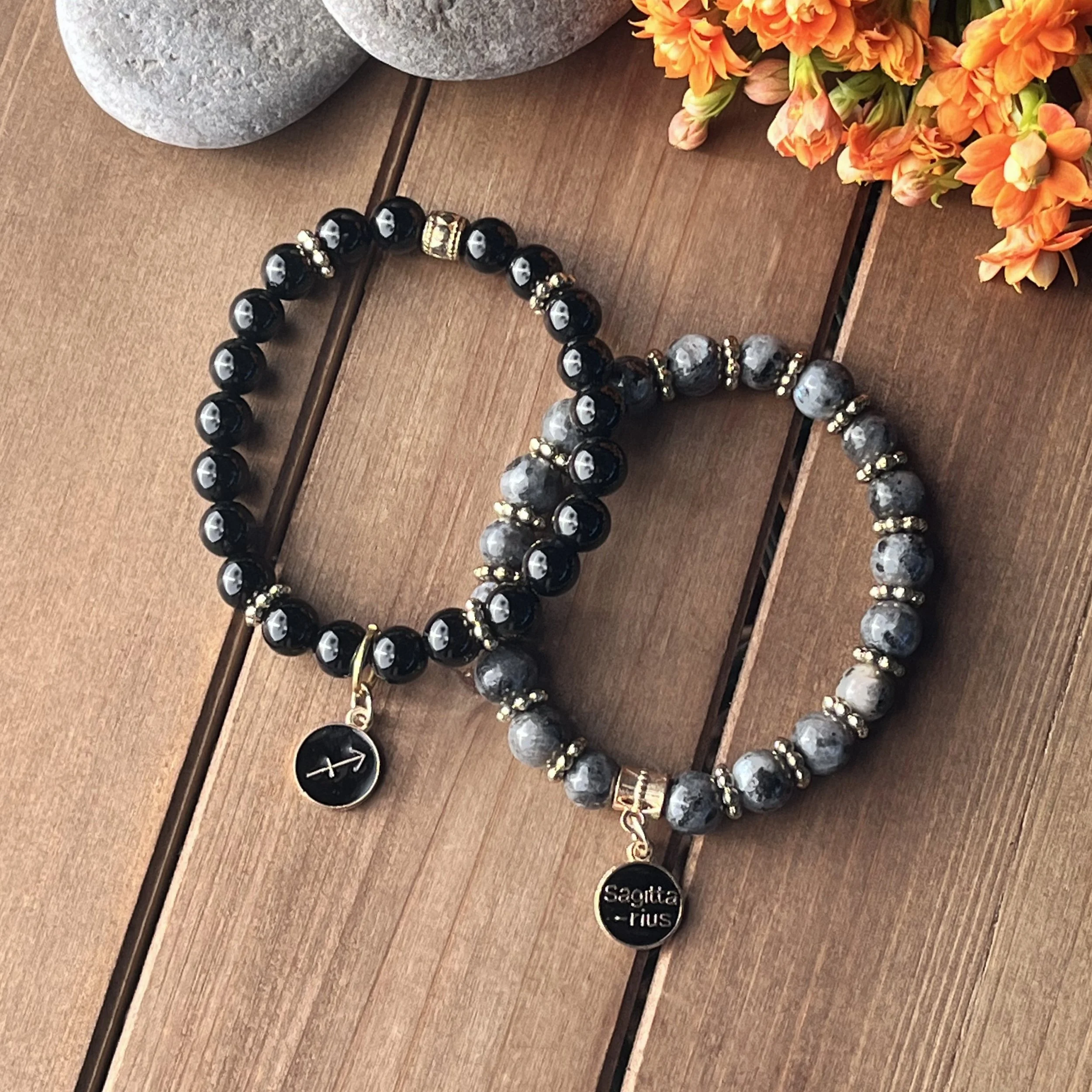Sagittarius black gemstone bracelets