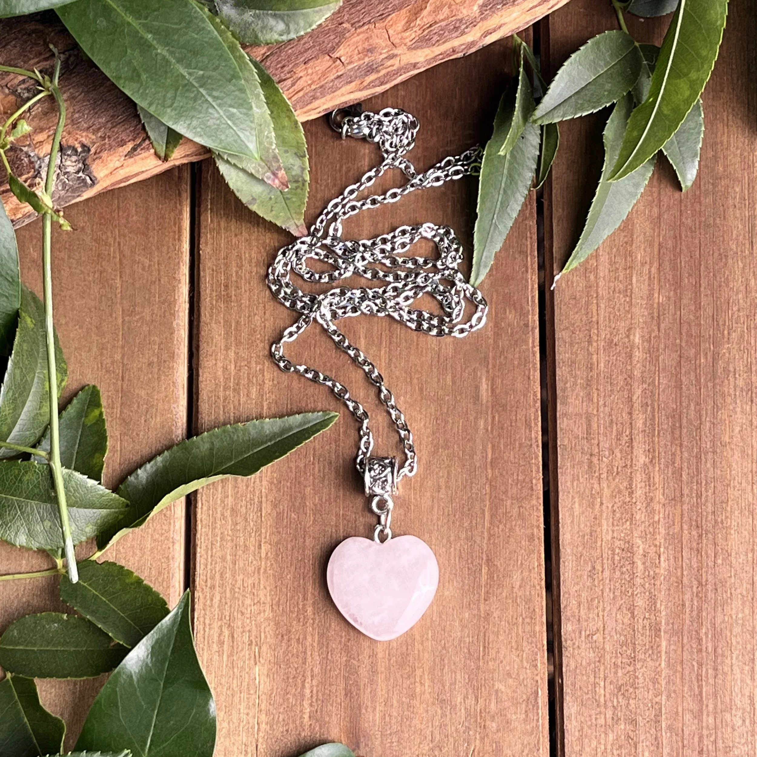 Rose Quartz Heart Necklace for Unconditional Love
